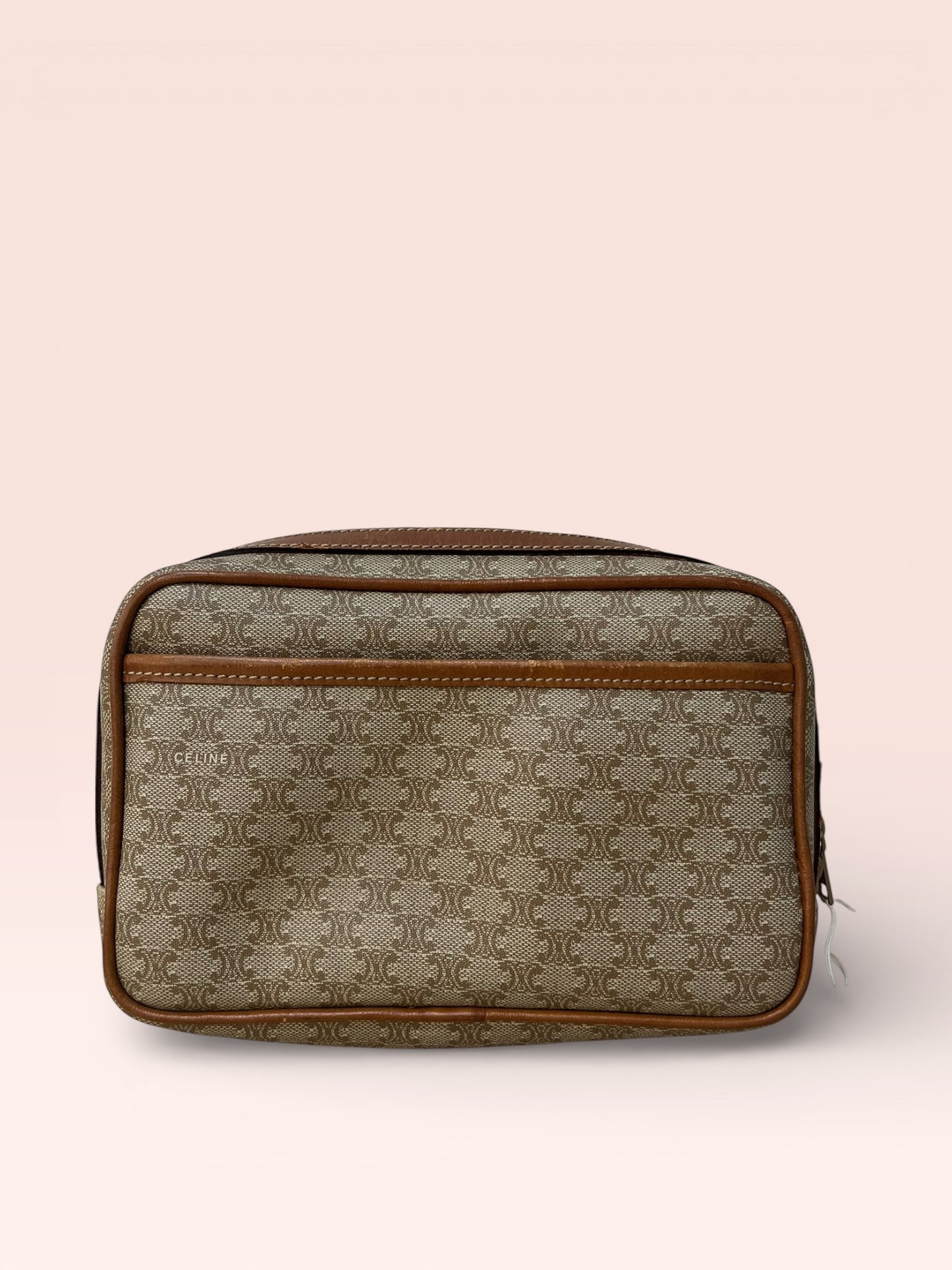 Céline Coated Canvas Macadam Toiletry / Cosmetic Pouch