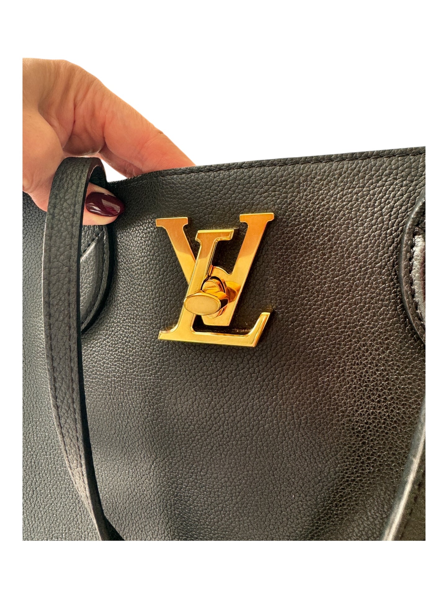 Louis Vuitton Grained Calfskin Lockme Shopper Tote (Black)