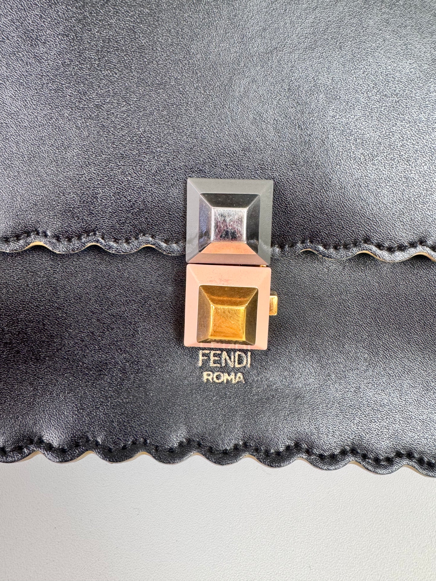 Fendi Kan Leather Shoulder/Crossbody Bag (Black)
