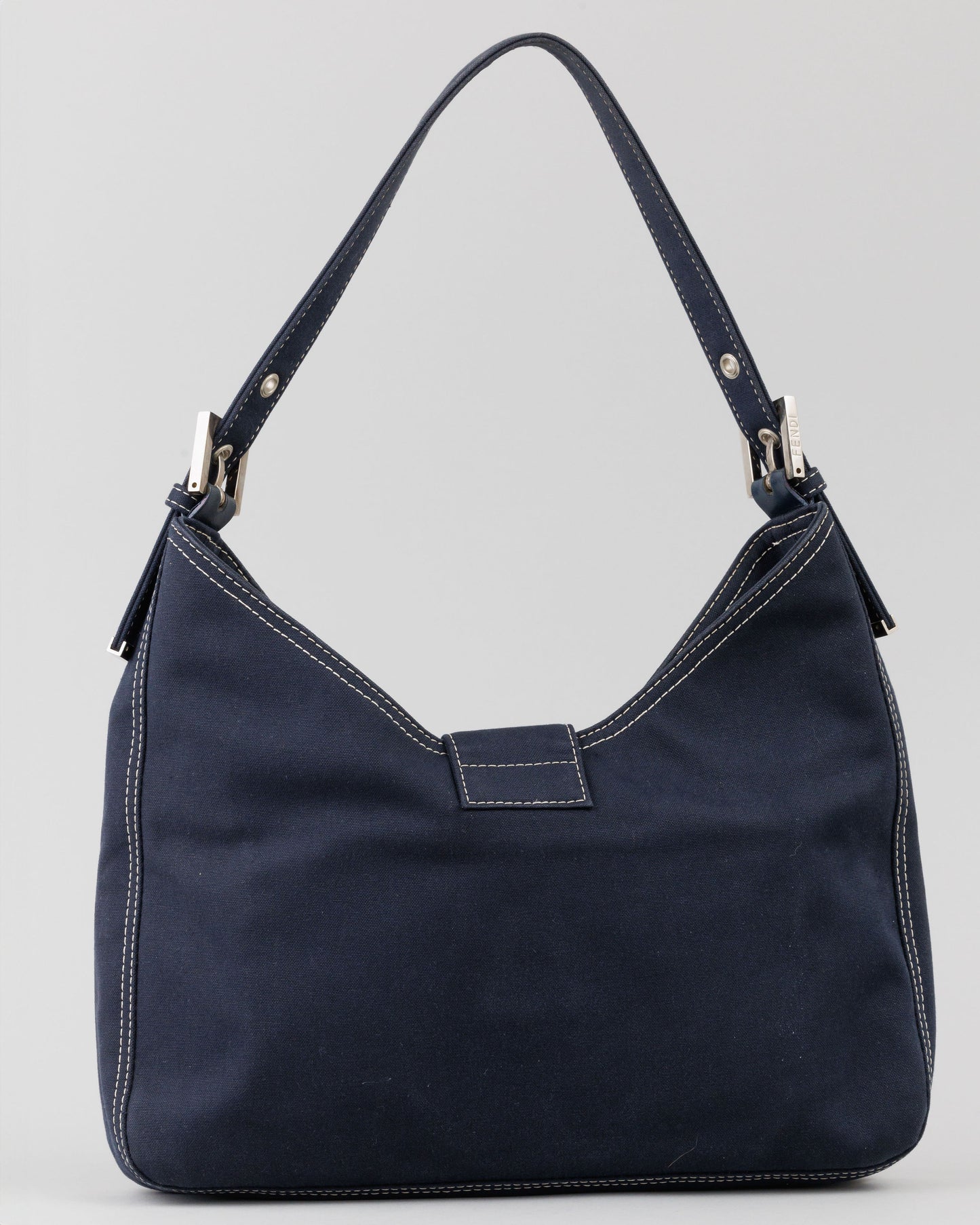 FENDI Denim/Navy Shoulder Bag With Marble Plated Logo