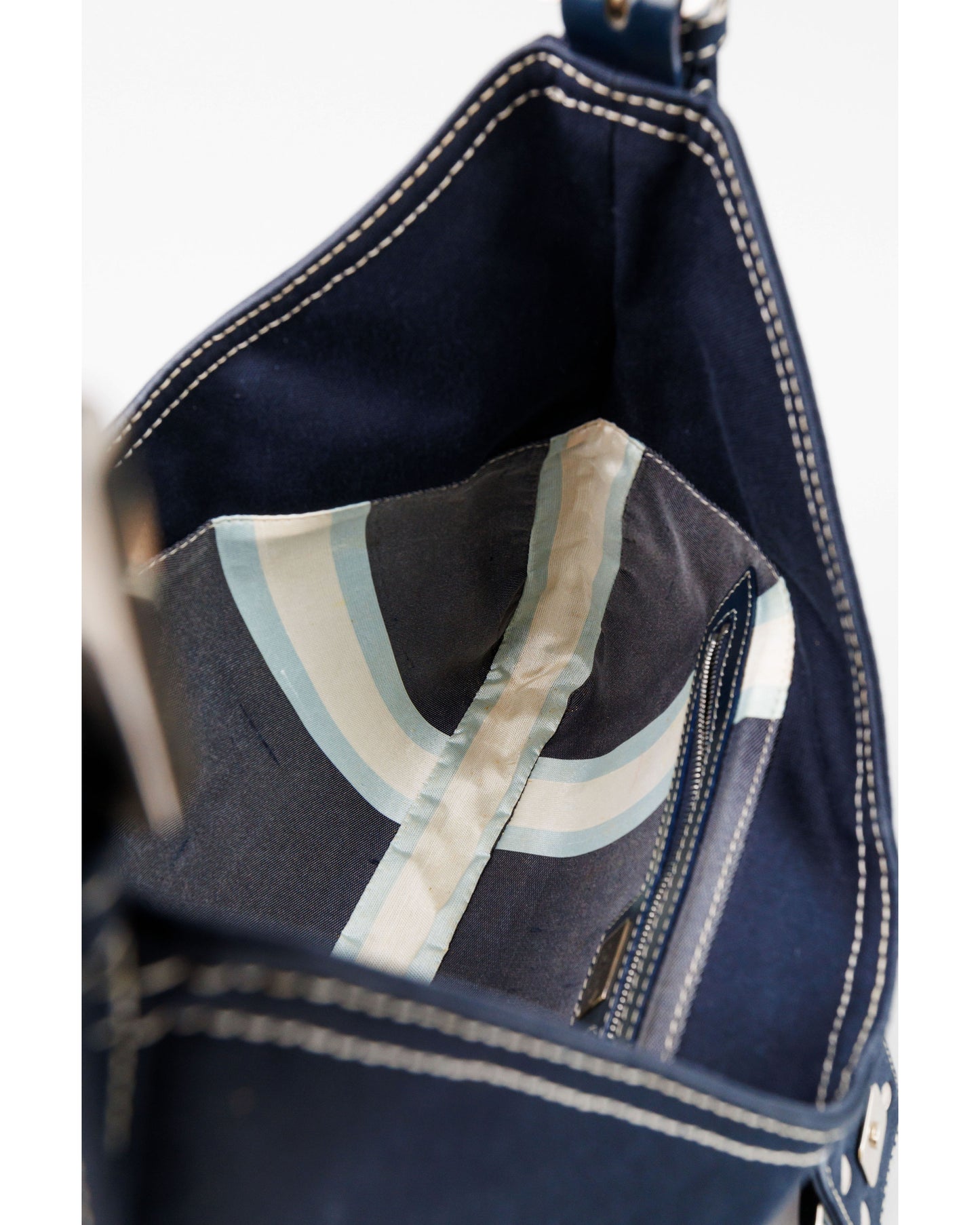 FENDI Denim/Navy Shoulder Bag With Marble Plated Logo