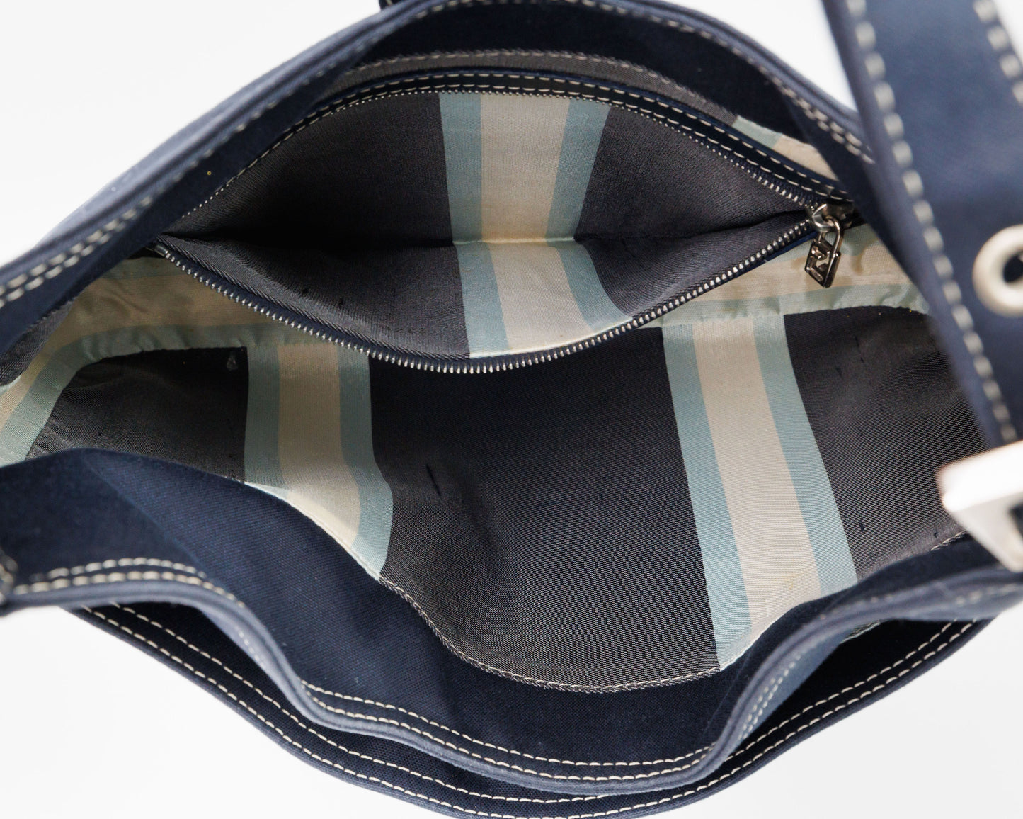 FENDI Denim/Navy Shoulder Bag With Marble Plated Logo