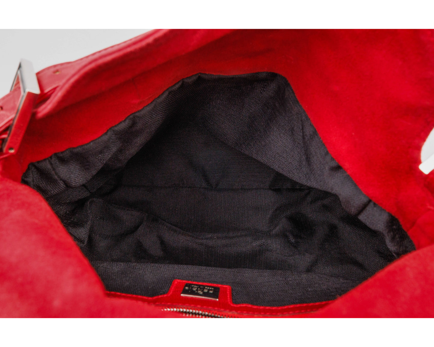 FENDI Mamma Baguette Red Suede Shoulder bag