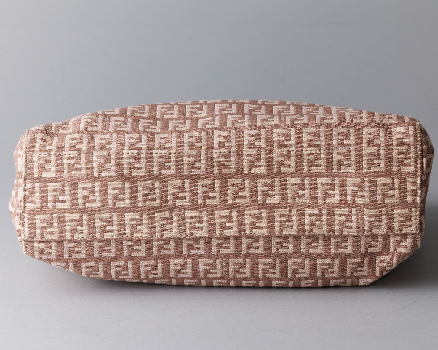 FENDI Zucchino Canvas Leather Hand Bag Pink / Beige