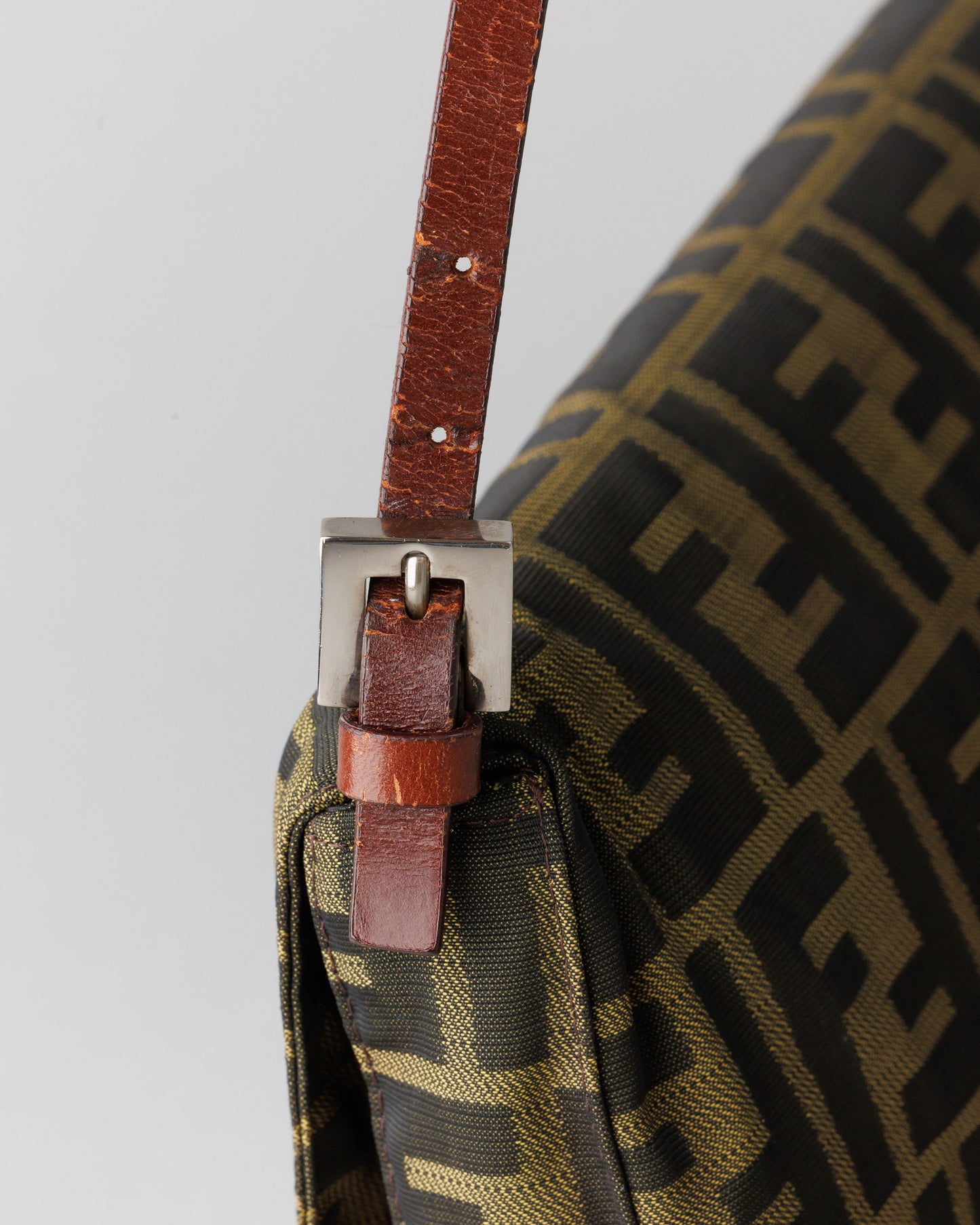 Pre-Owned Fendi Zucca Pattern FF Logo Mamma Bucket Shoulder Bag
