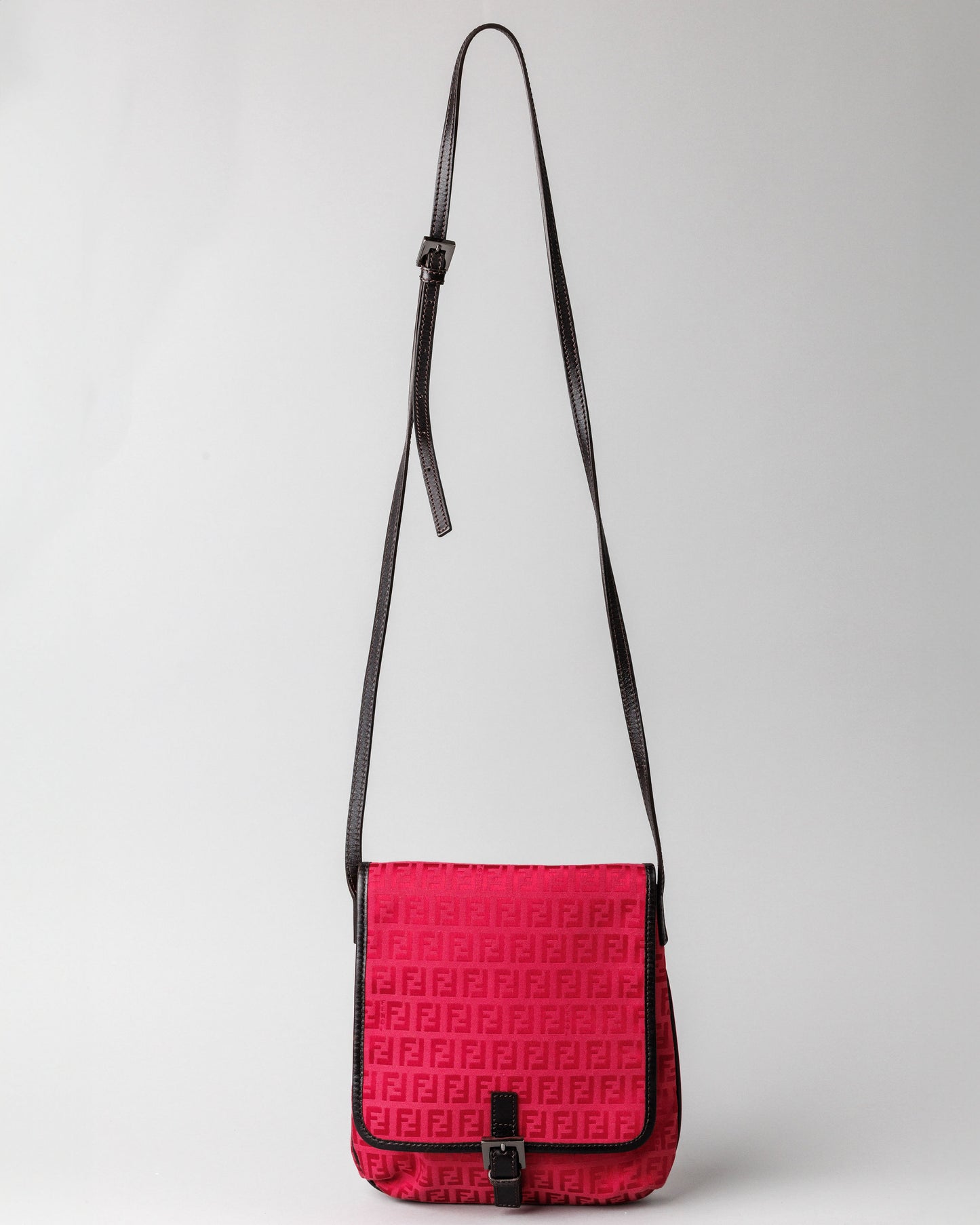 Fendi Zucchino Canvas Crossbody (Red)