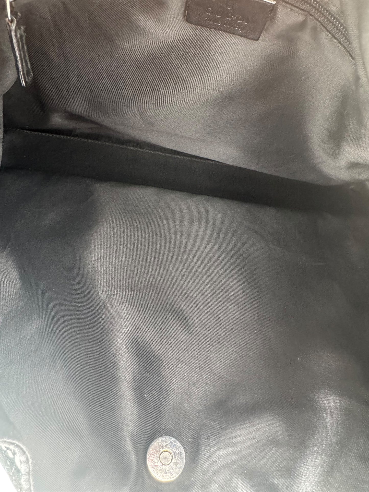 Gucci Black Monogram Suede Hobo Shoulder Bag