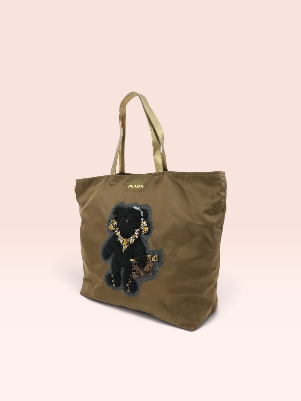 Prada Nylon Tessuto Bear Tote (Khaki)