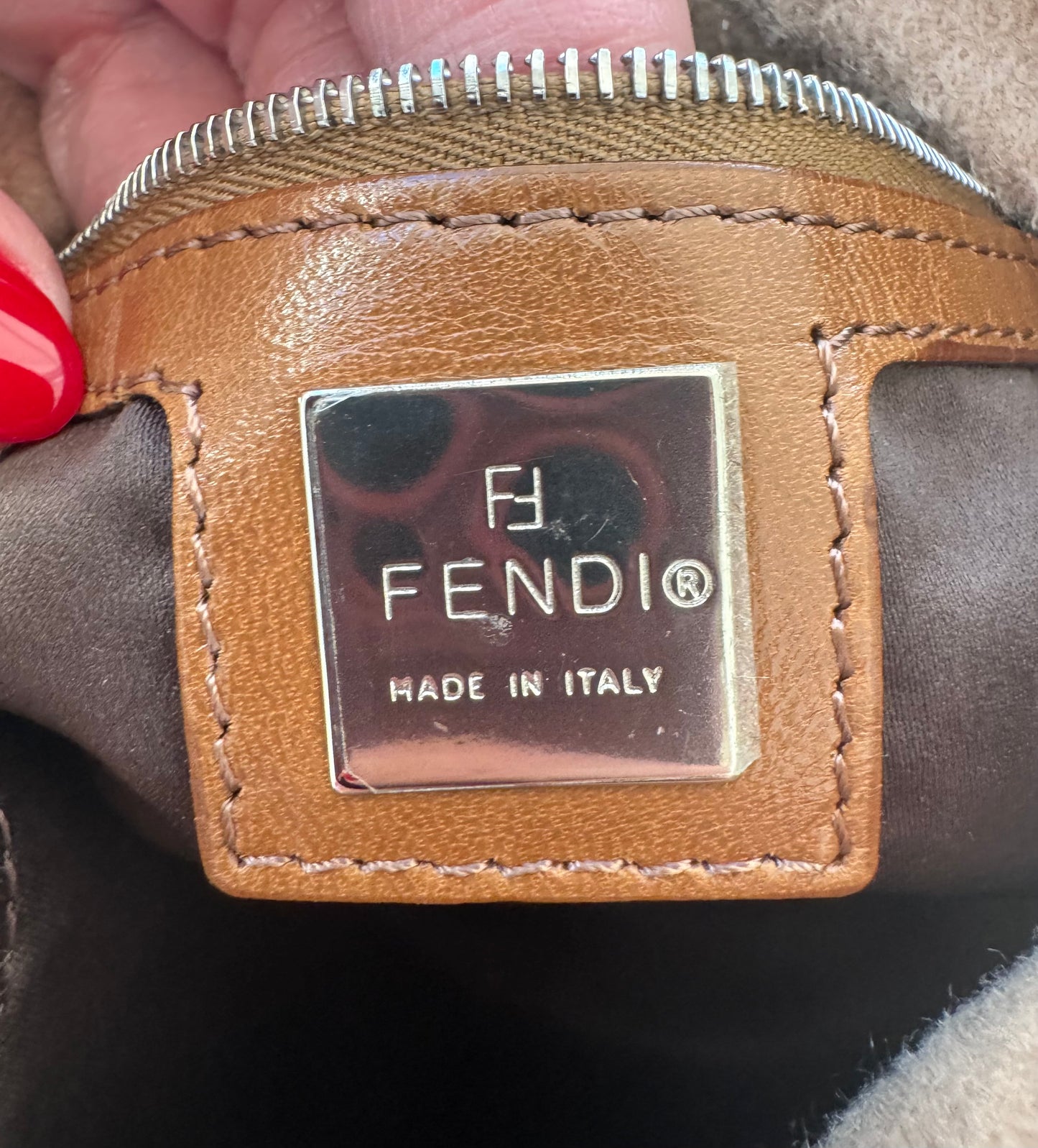 Fendi Mamma Vintage Baguette Felt Shoulder Bag