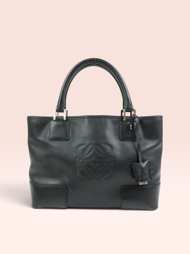 Loewe Leather Amazona Fusta Embossed Tote Bag - Black