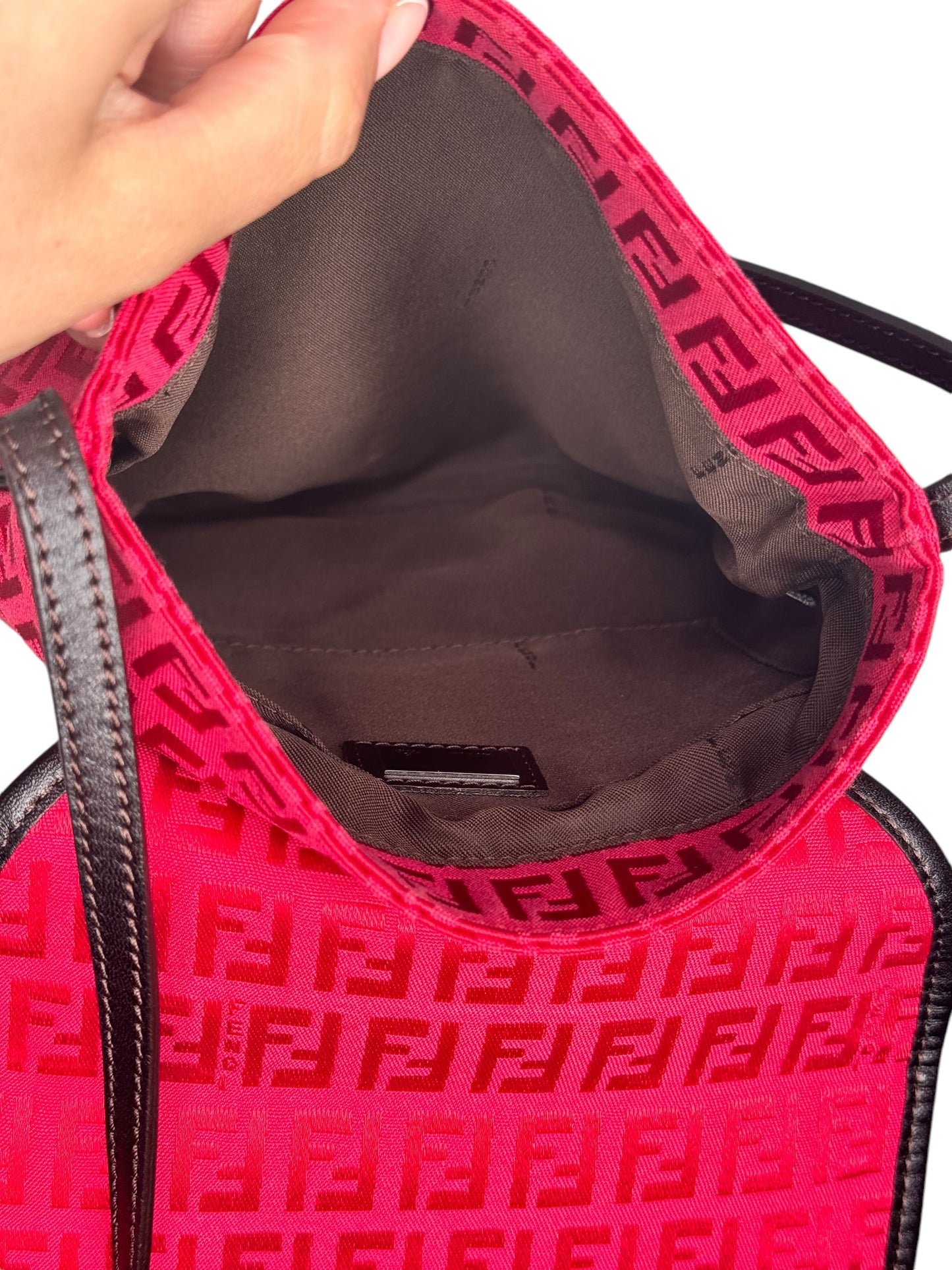 Fendi Zucchino Canvas Crossbody (Red)