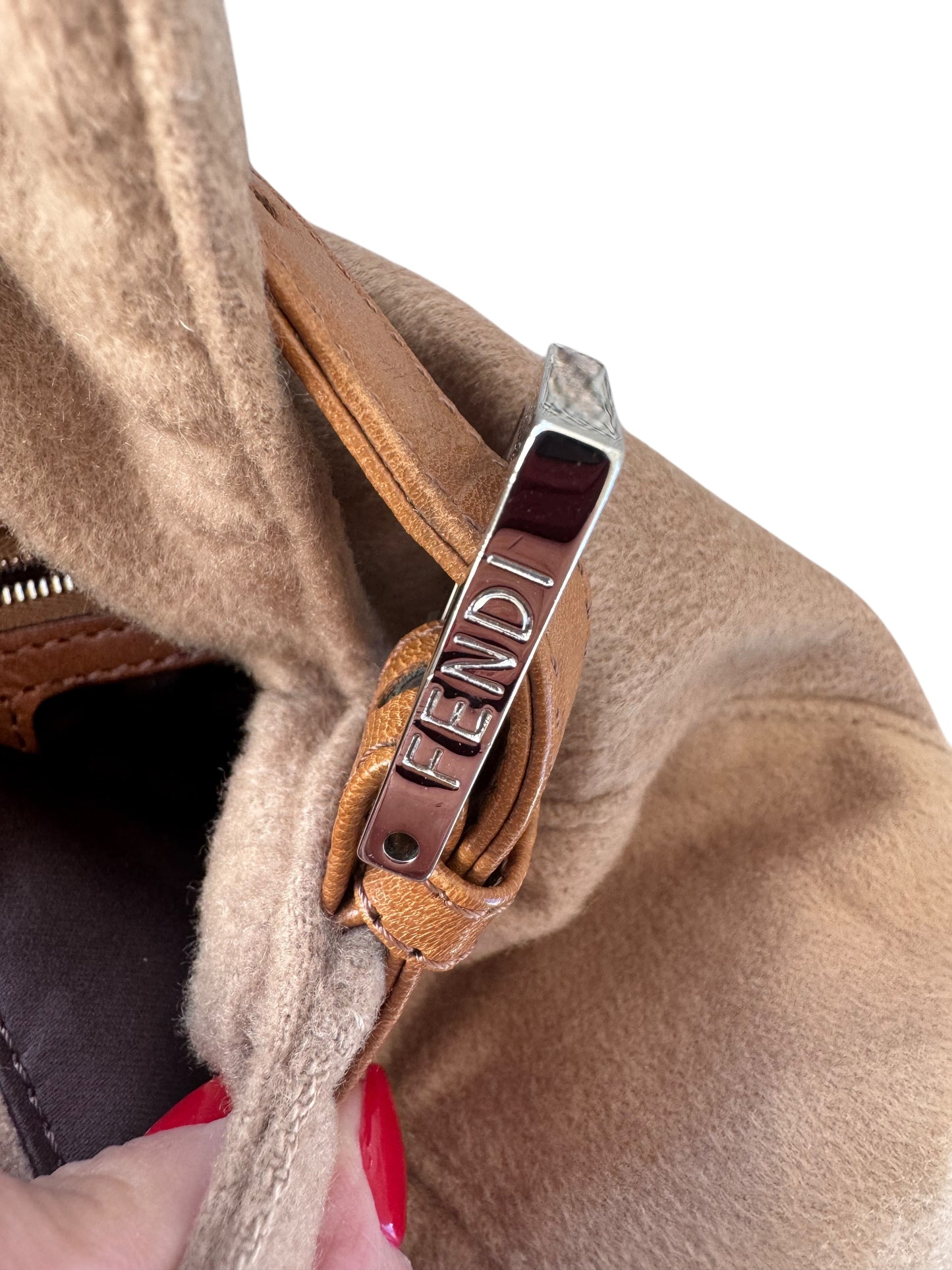 Fendi Mamma Vintage Baguette Felt Shoulder Bag