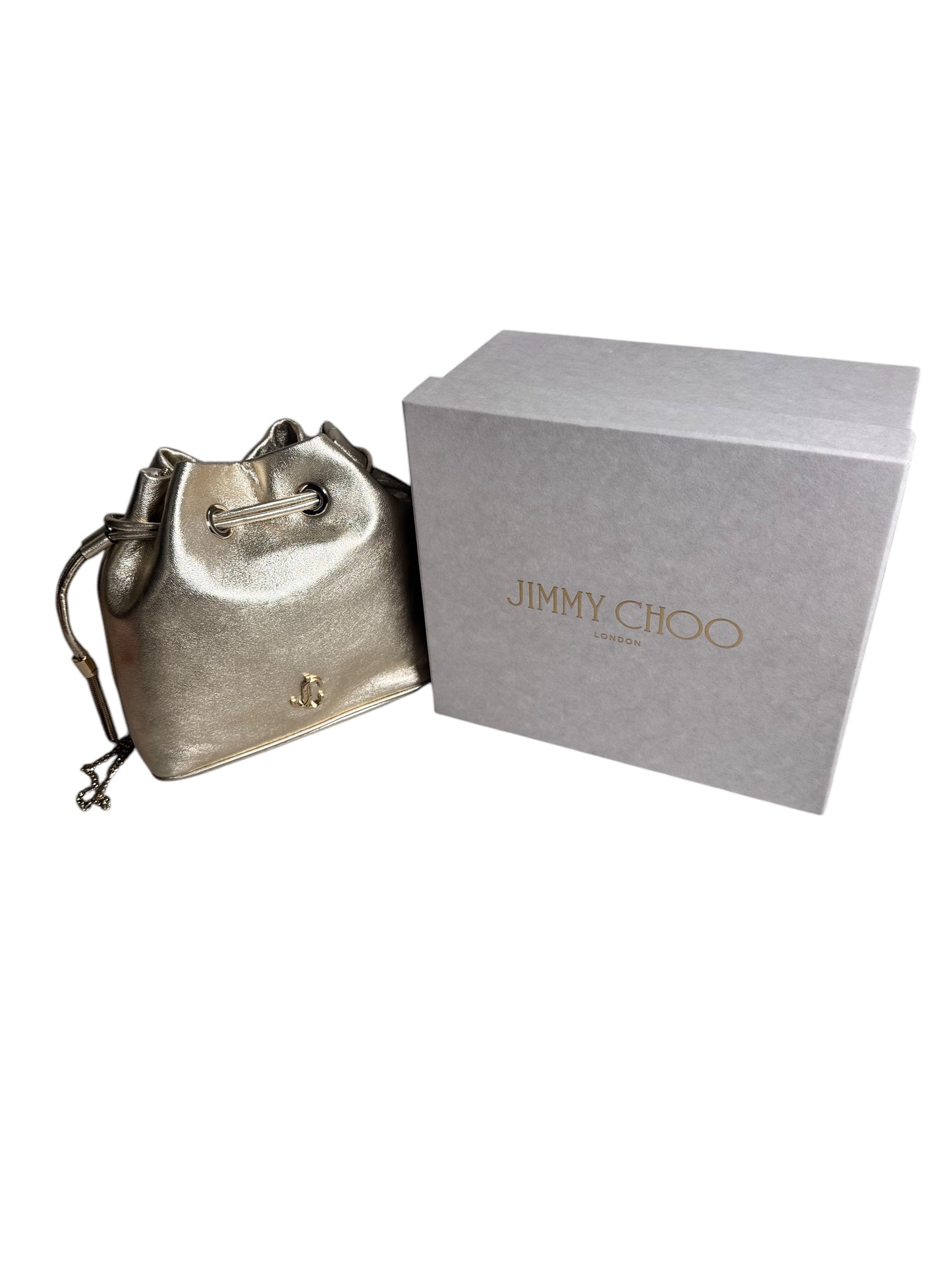 Jimmy Choo Bon Bon Metallic Gold Bucket Bag