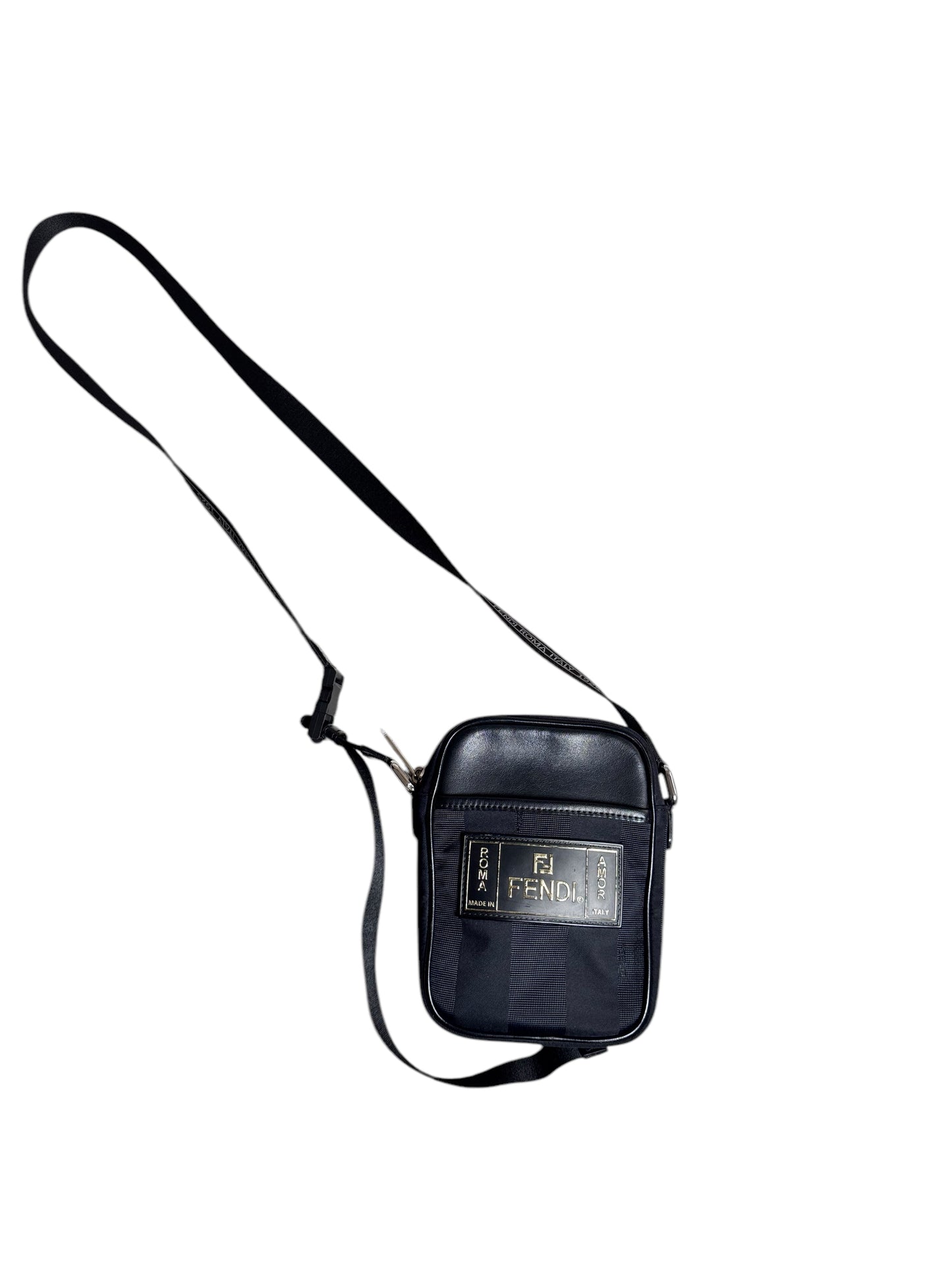 Fendi Vitello Century Pequin Logo Plate (Nylon/Leather)