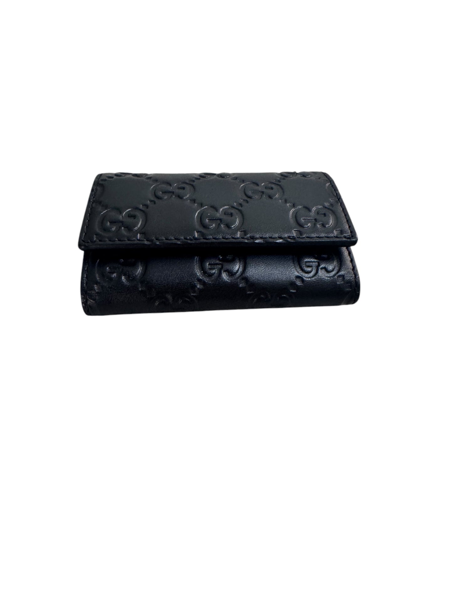 GUCCI Guccissima Leather 6 Rings Key Holder - Black