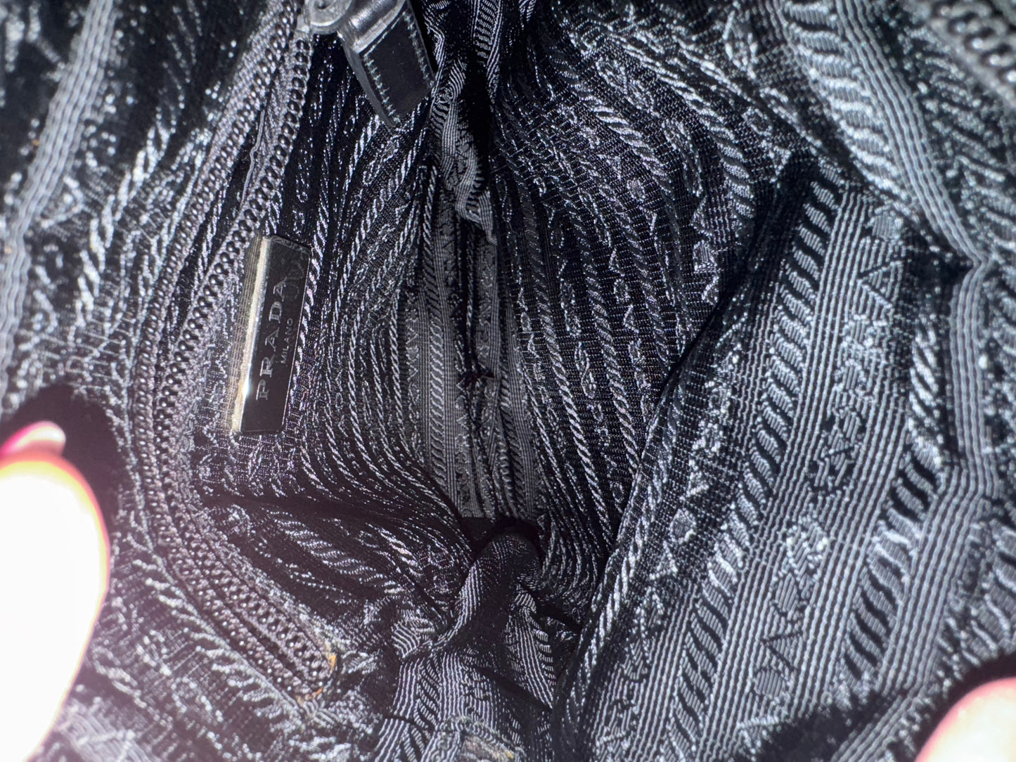 PRADA Triangle Logo Nylon Leather Bag