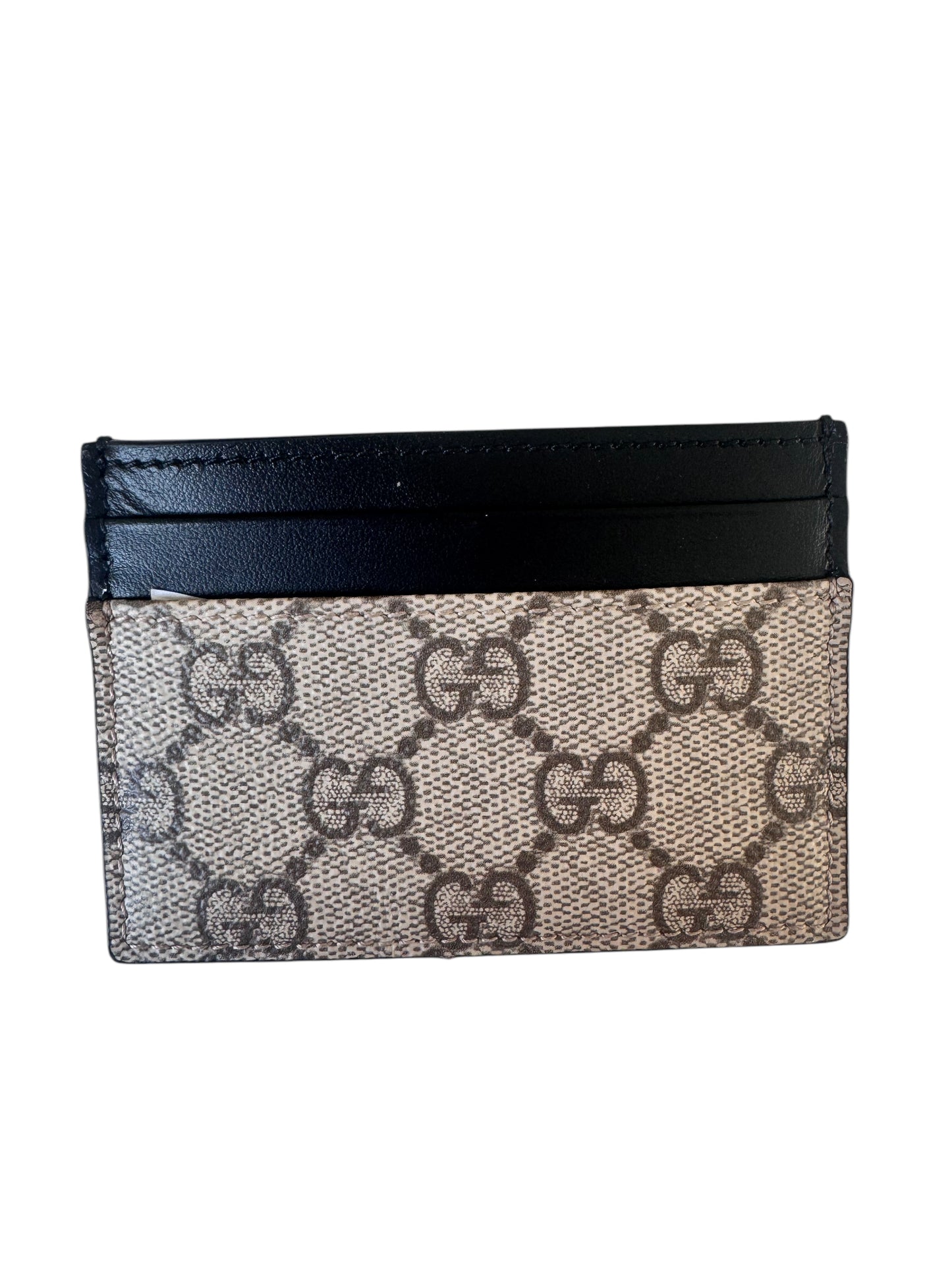 Gucci Supreme Coated Canvas/Leather Cardholder (Black/Beige)