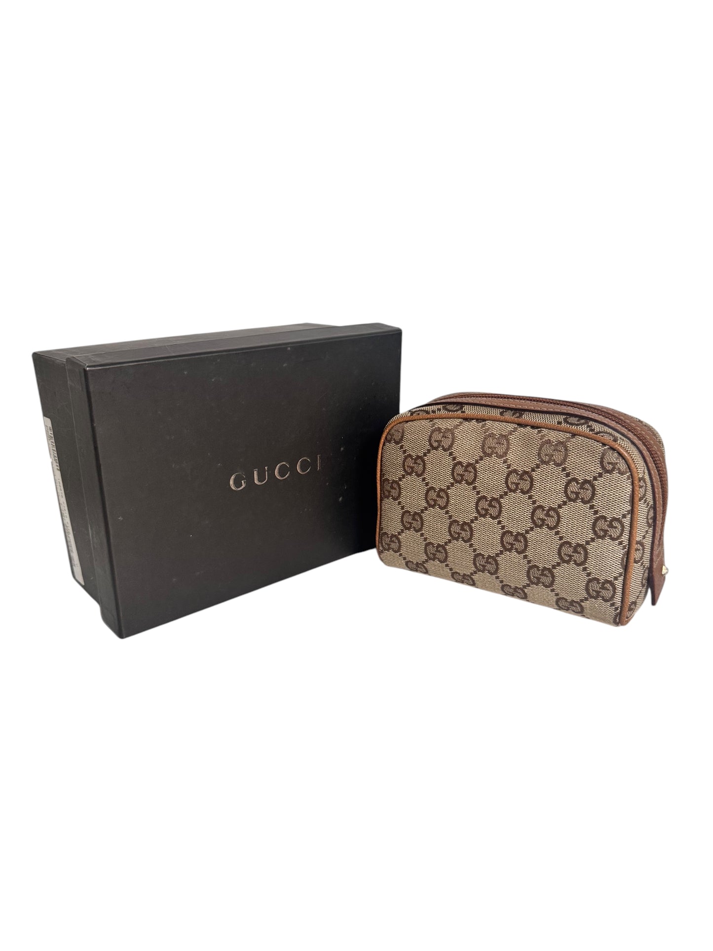 Gucci GG Canvas Cosmetic Bag Brown with Box