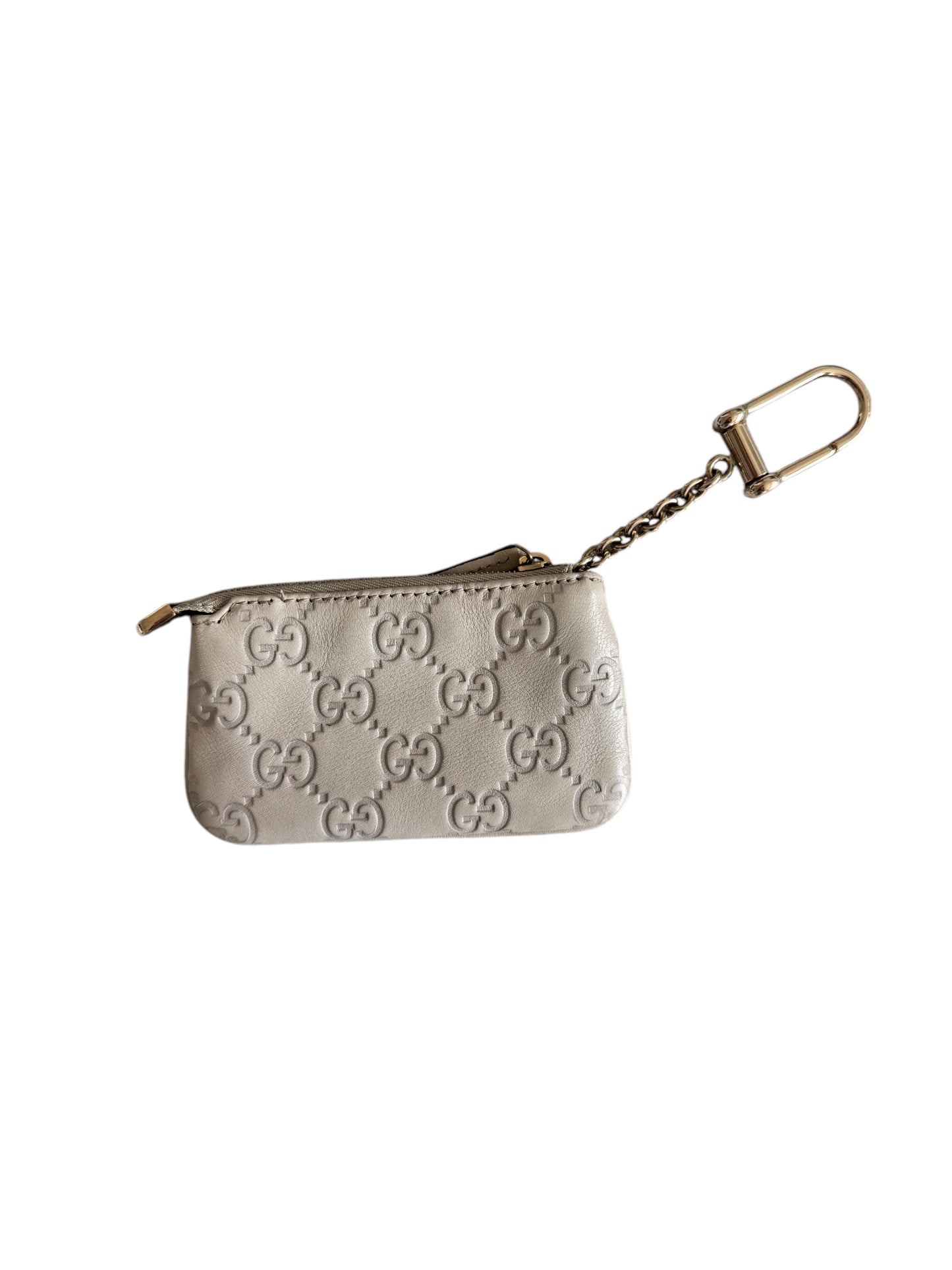 Gucci Leather Embossed Emblem Key Case (Ivory)