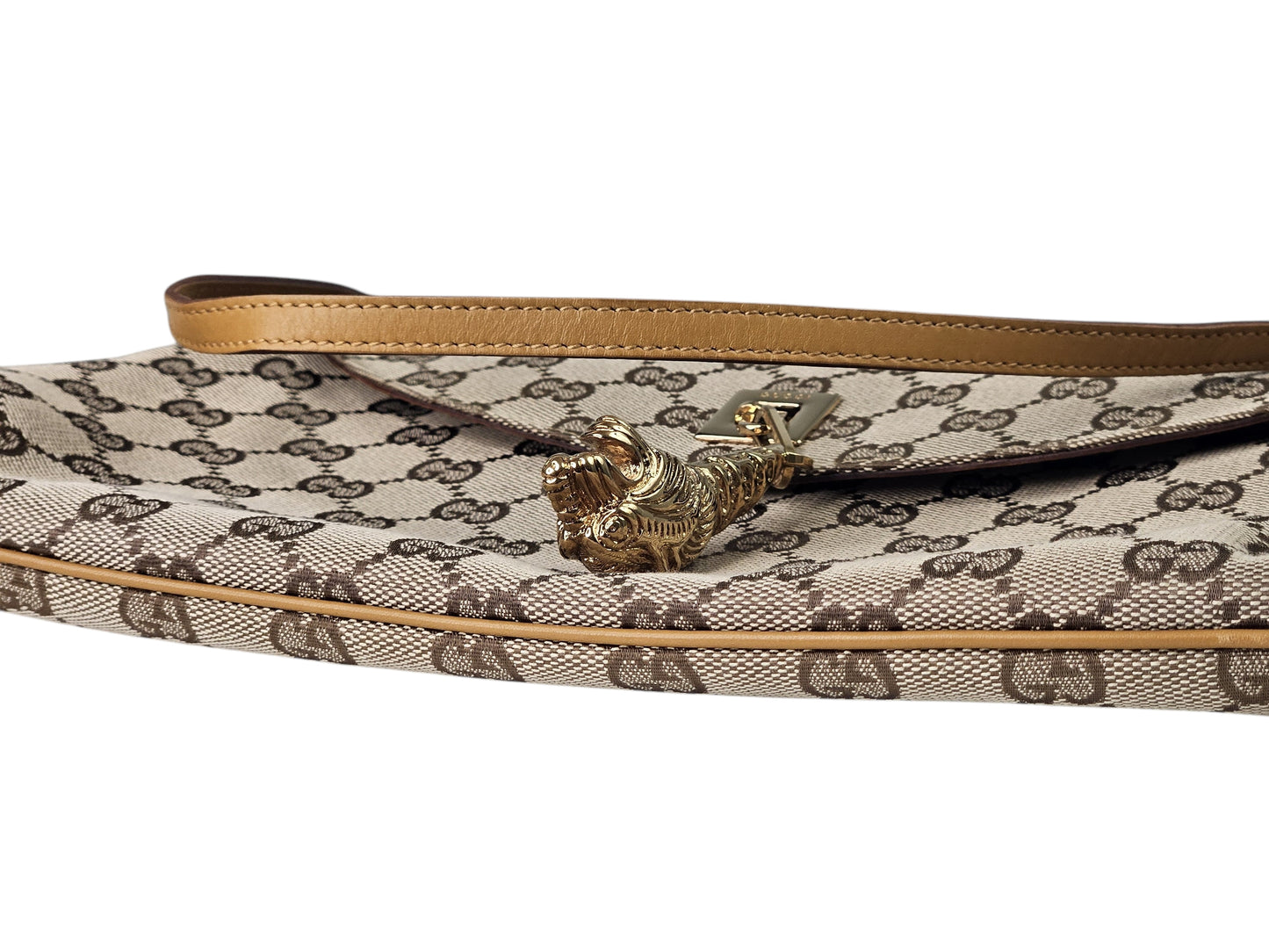 Gucci GG Dionysus Tiger Head Canvas/Leather Gold Chain Shoulder Bag
