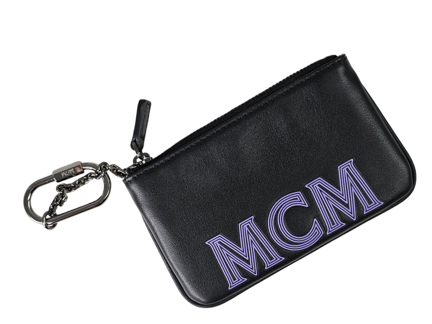 MCM Napa Leather Logo Embossed Zip Pouch