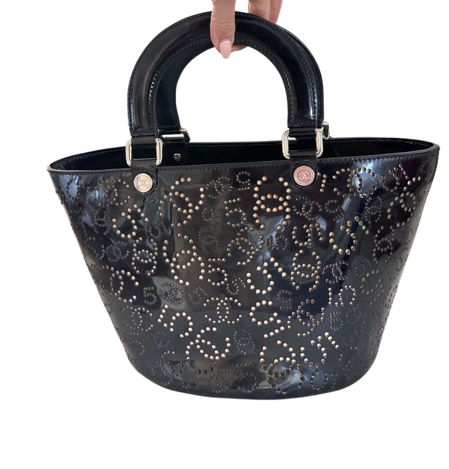 Chanel Perforated No 5 Coco Mark Punching Bag Patent Leather 2005-2006