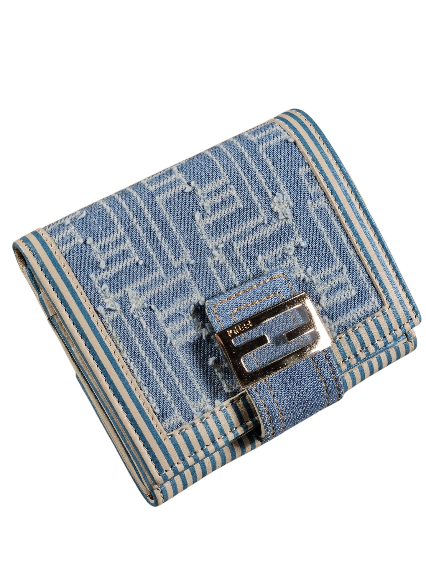 Fendi Zucca Print Denim Compact Wallet