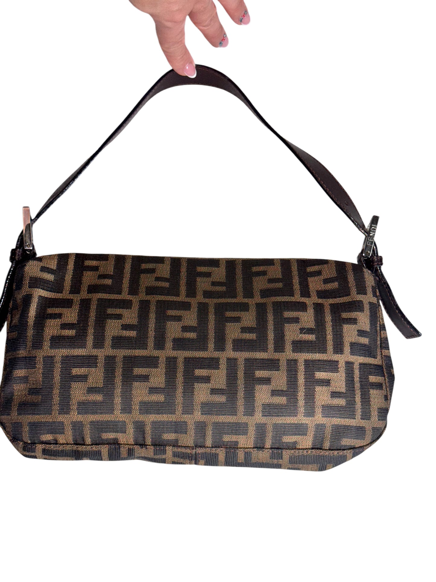 Fendi Zucca Mama Baguette Shoulder Bag 1990's-2000's