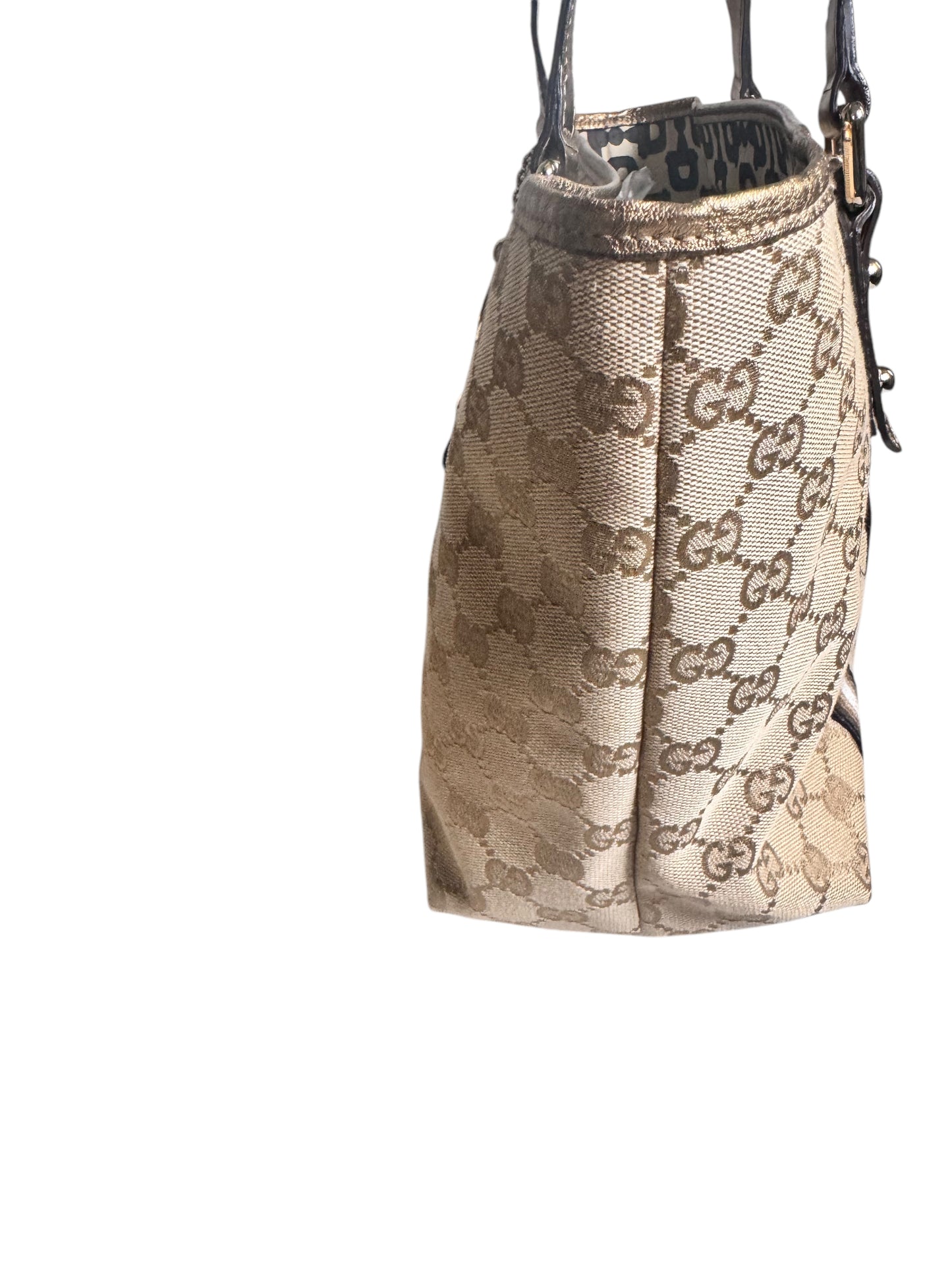 Gucci Canvas Sherry Jolicoeur Tote Metallic Tote