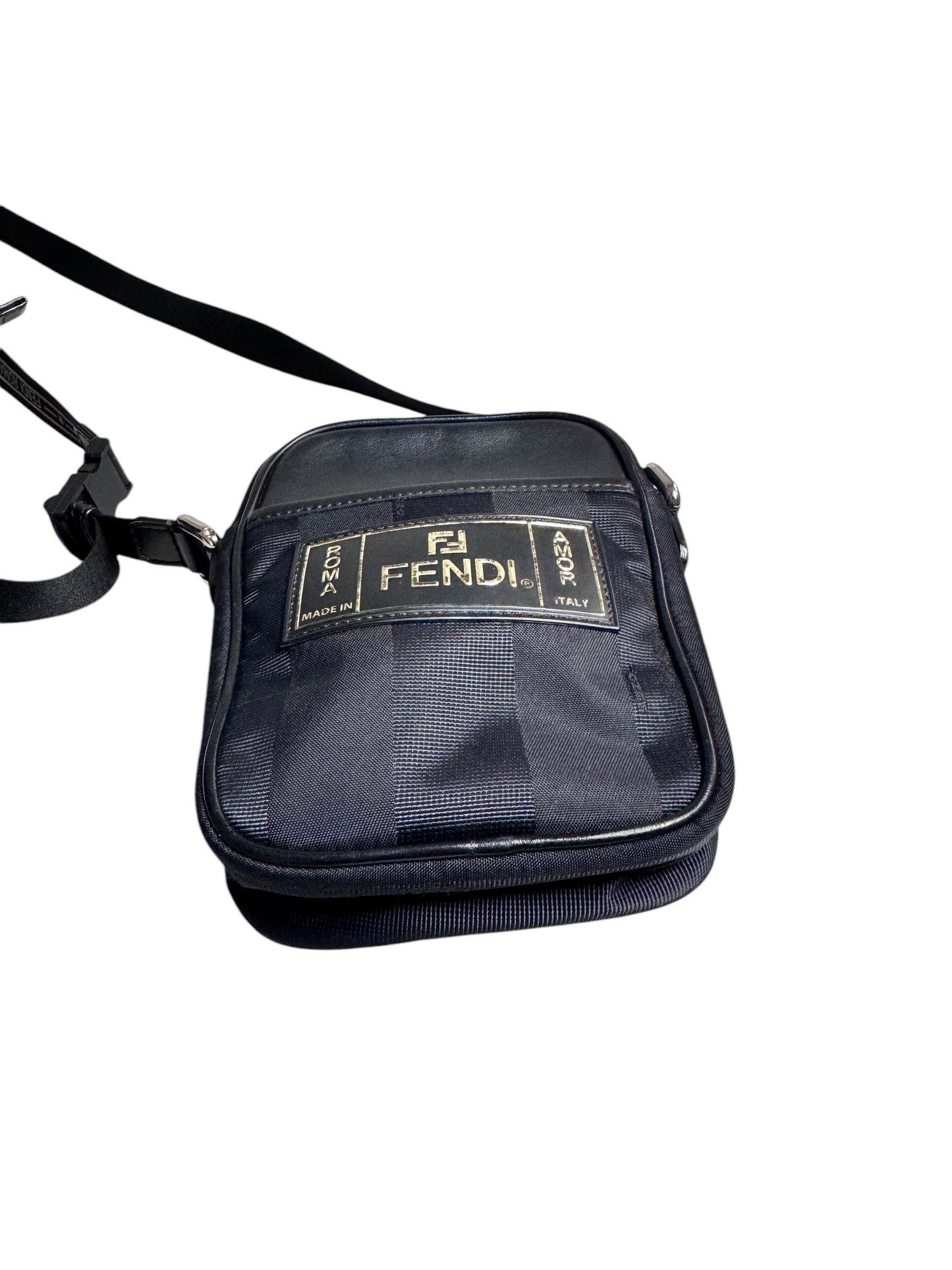 Fendi Vitello Century Pequin Logo Plate (Nylon/Leather)