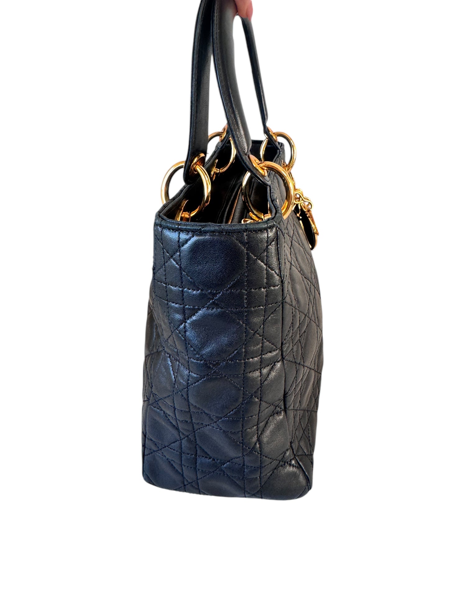 Christian Dior Leather Vintage Lady Dior Cannage Black