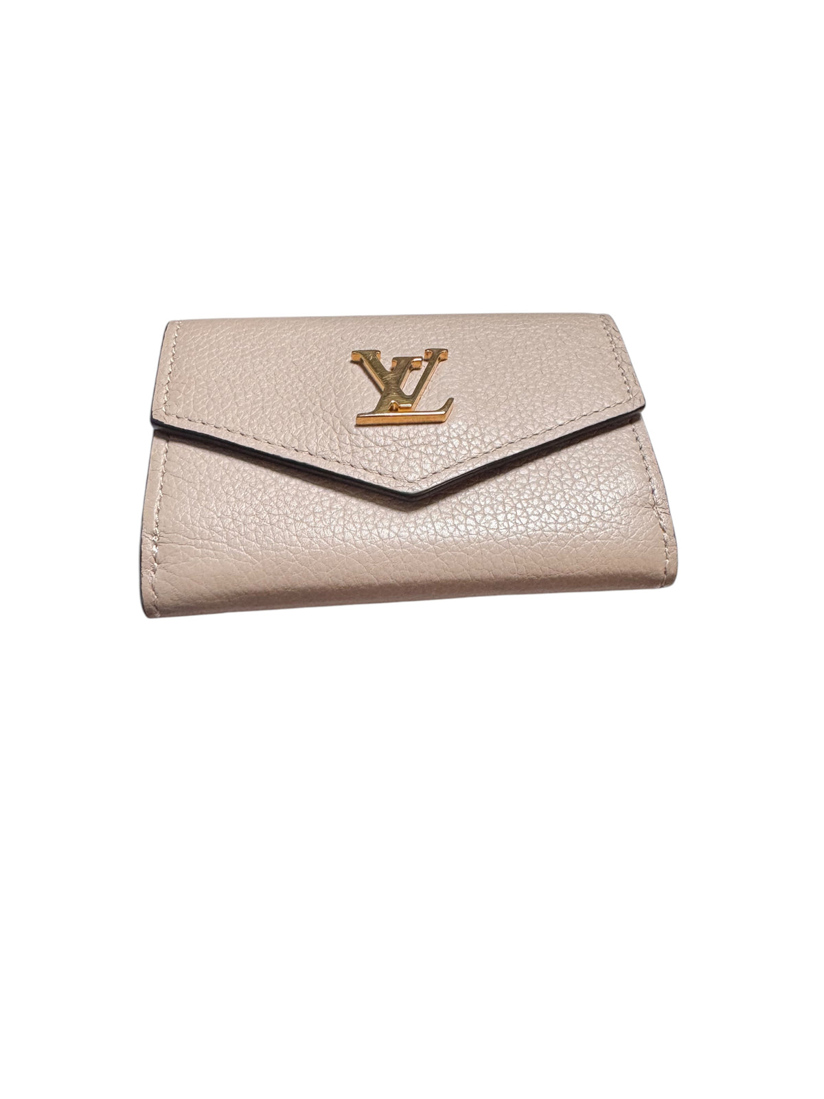 Louis Vuitton Calfskin Lock Mini Compact Wallet (Greige) 2020