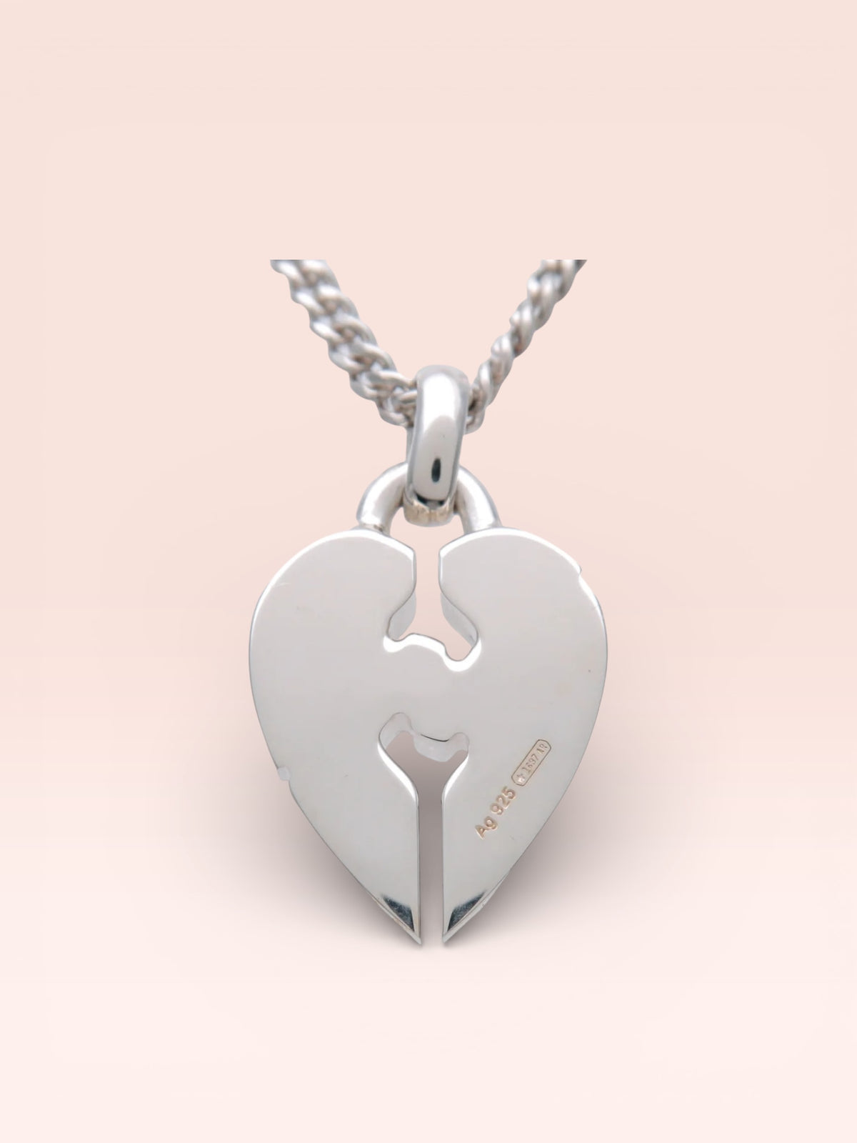 Gucci Sterling Silver Split Heart Pendant Necklace