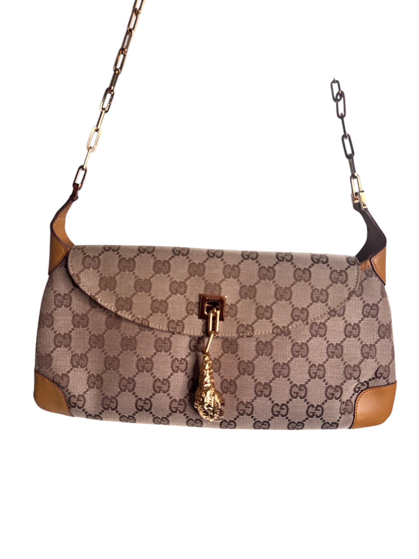 Gucci GG Dionysus Tiger Head Canvas/Leather Gold Chain Shoulder Bag