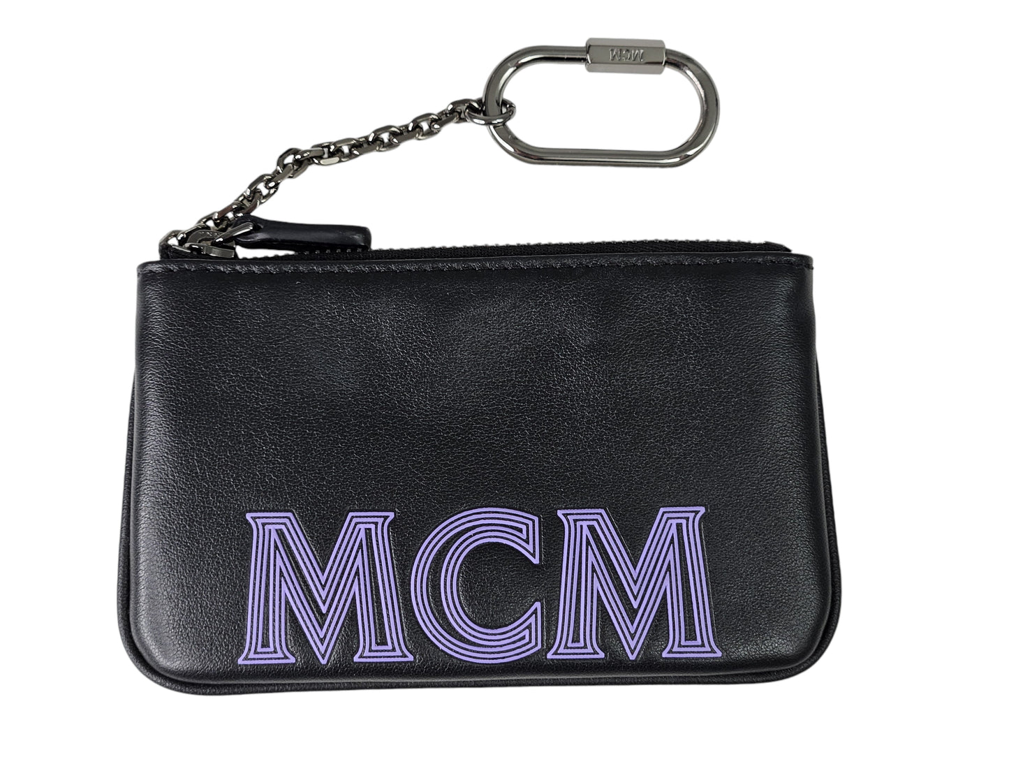 MCM Napa Leather Logo Embossed Zip Pouch