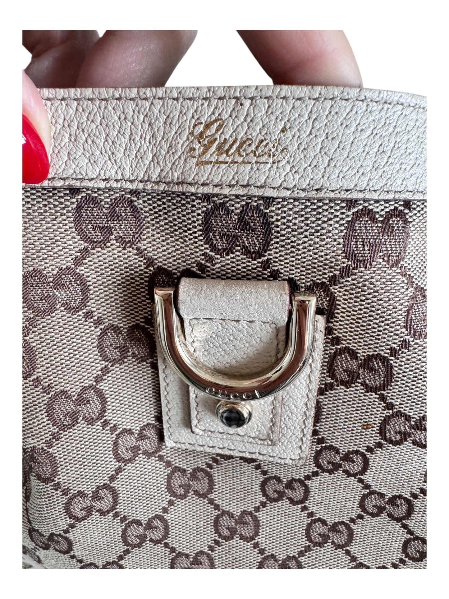 Gucci Abbey Line D Ring Tote Bag (Beige)