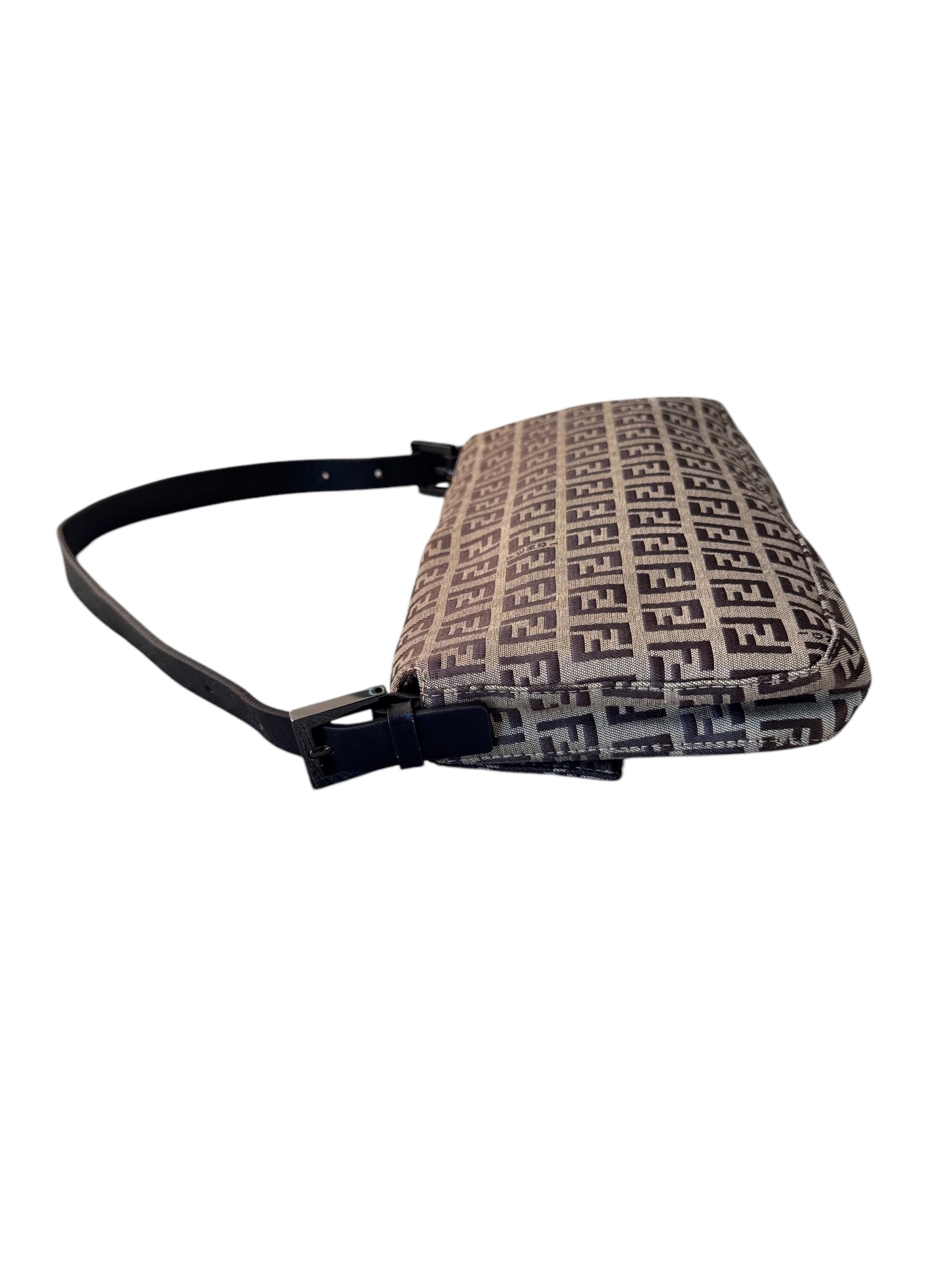 Fendi Zucchino Baguette Shoulder Bag in Brown Canvas