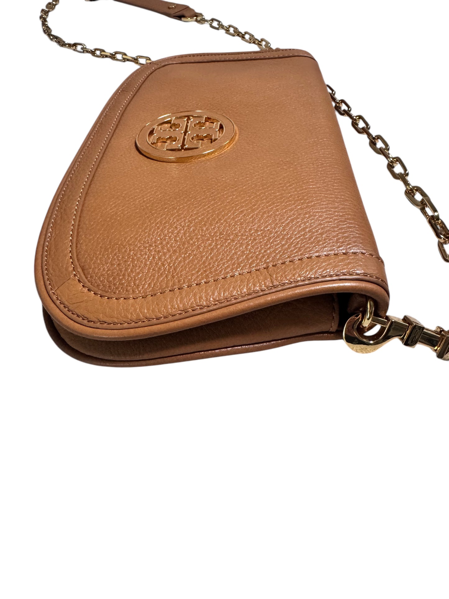 Tory Burch Tan Leather Amanda Logo Crossbody Bag