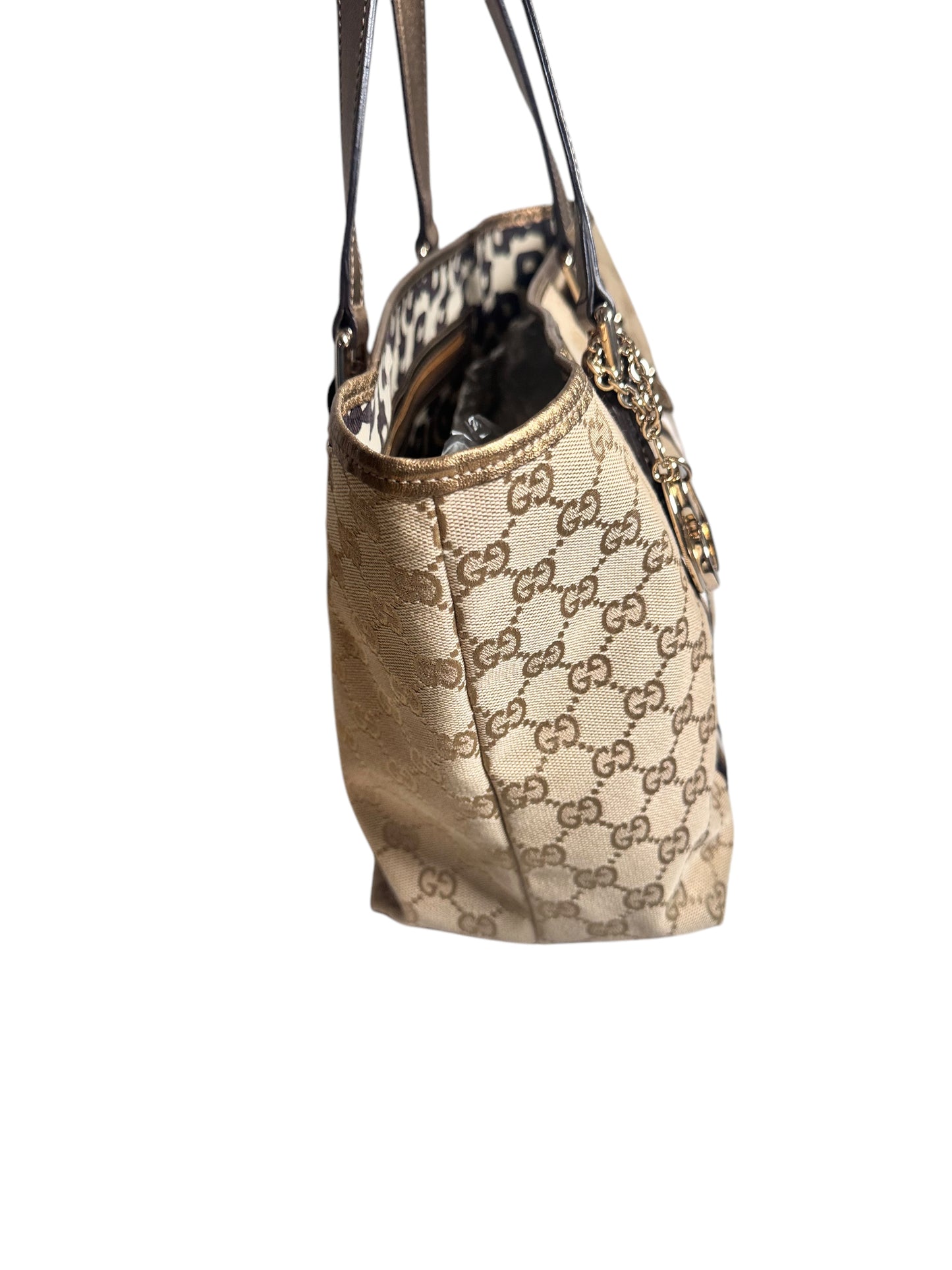 Gucci Canvas Sherry Jolicoeur Tote Metallic Tote