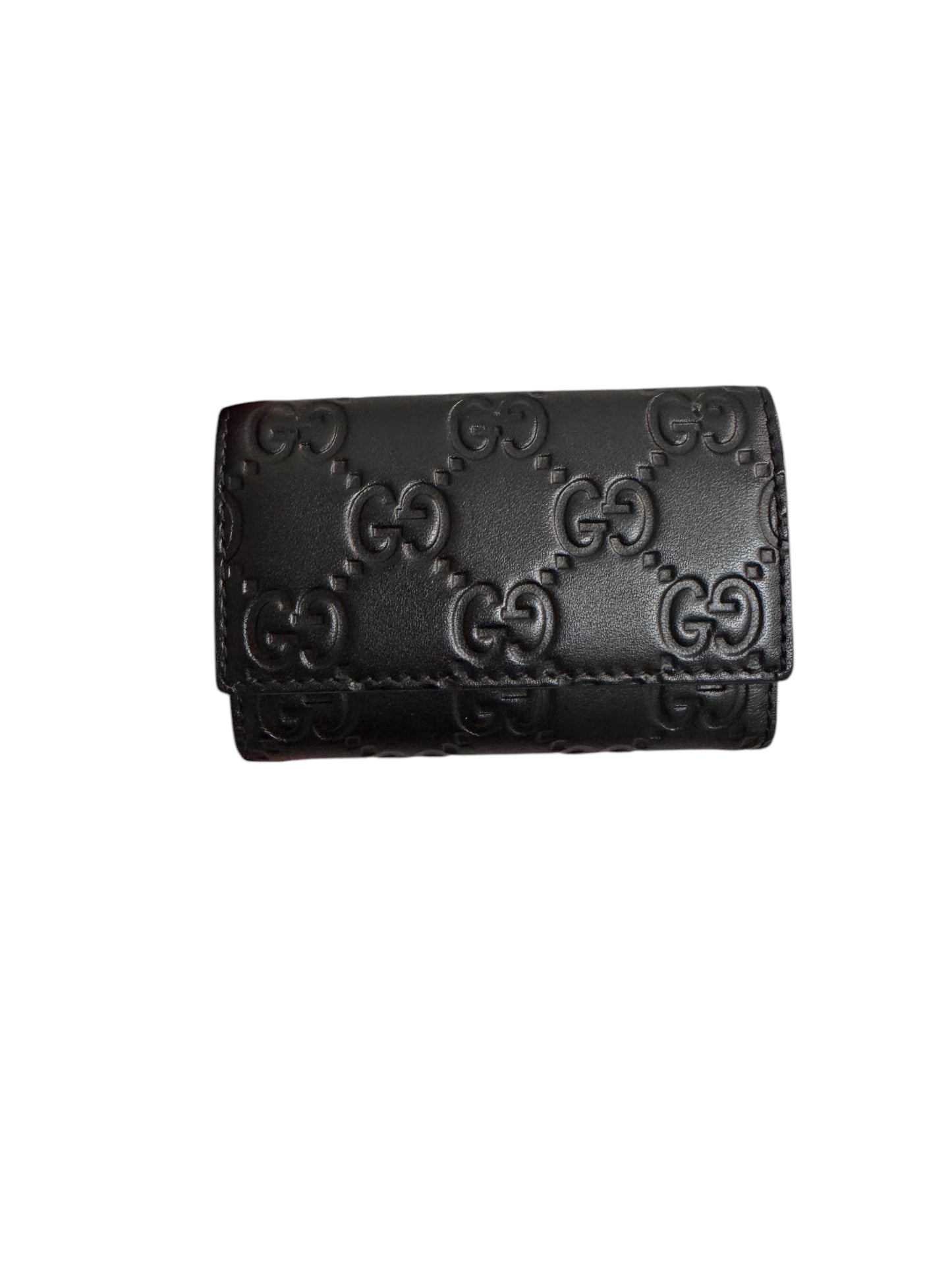 GUCCI Guccissima Leather 6 Rings Key Holder - Black