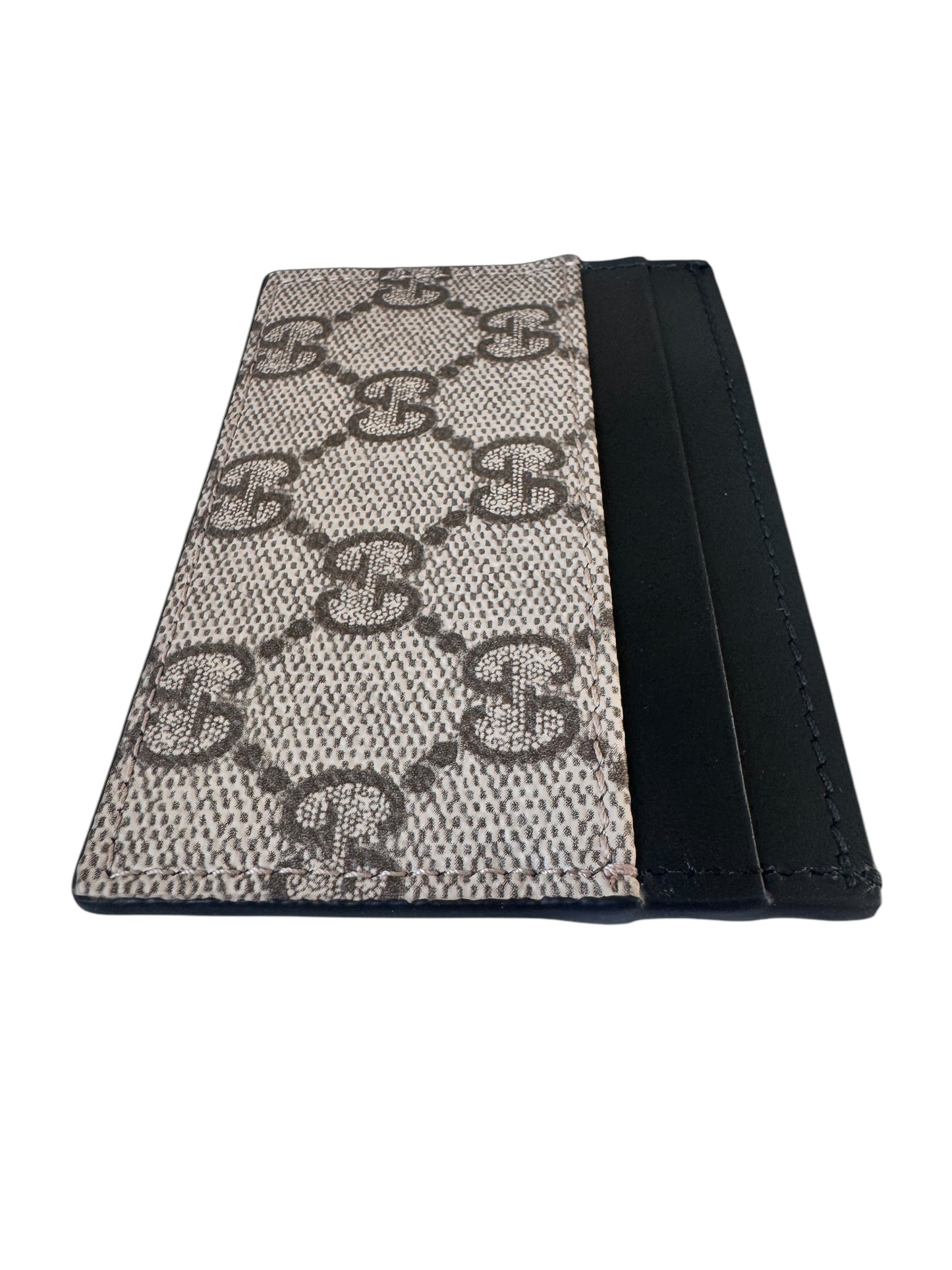 Gucci Supreme Coated Canvas/Leather Cardholder (Black/Beige)