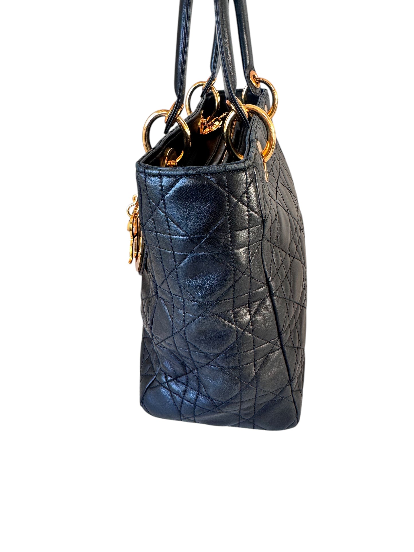 Christian Dior Leather Vintage Lady Dior Cannage Black