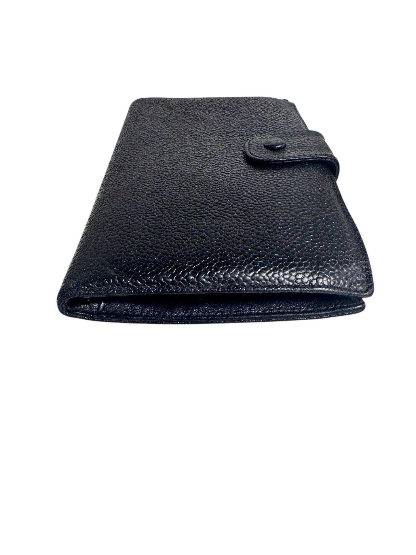 Chanel Caviar Leather Timeless Kisslock Bi Fold Wallet - Black 1994-1996