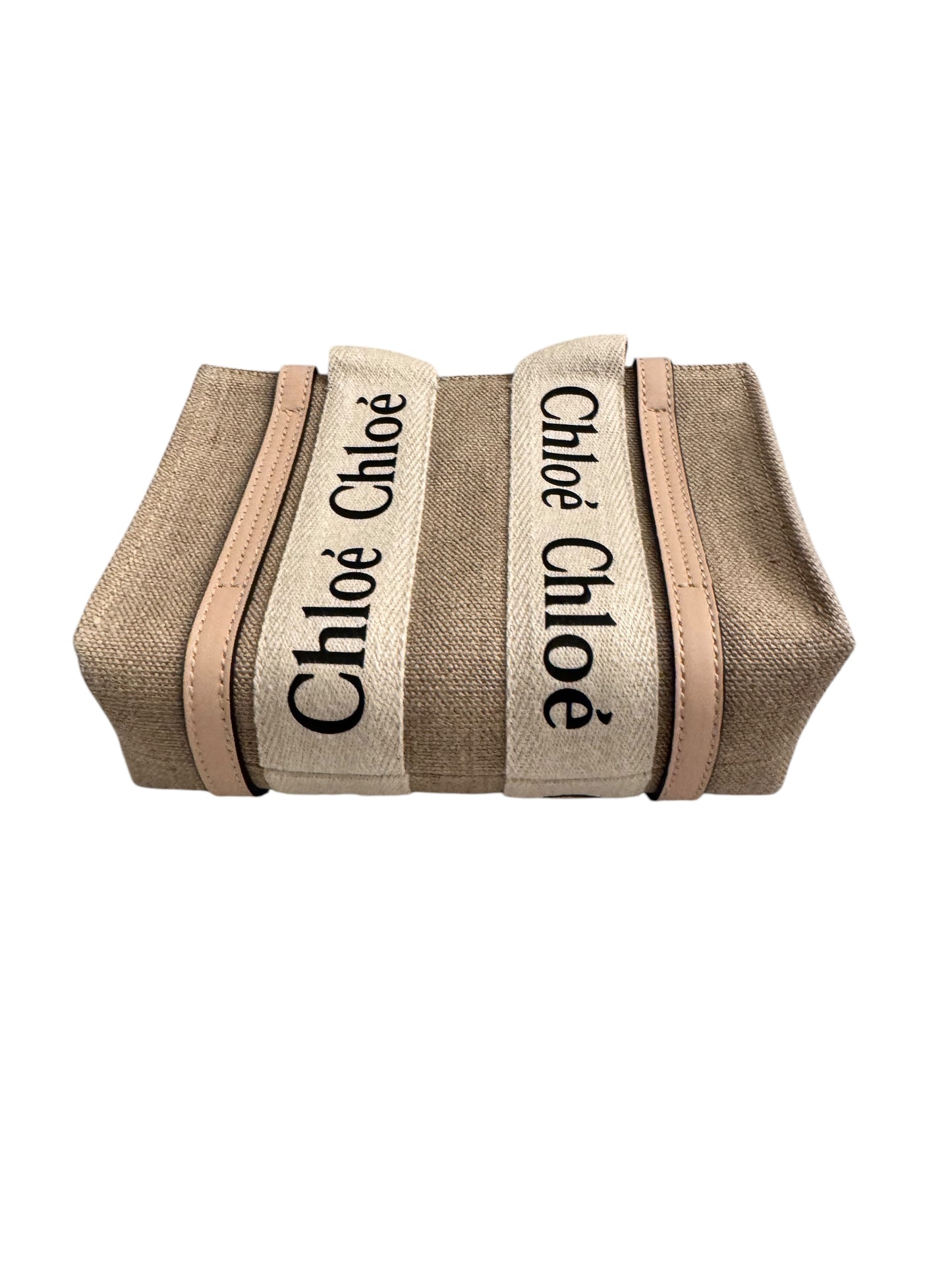 Chloe Linen & Leather Mini Woody Tote Bag