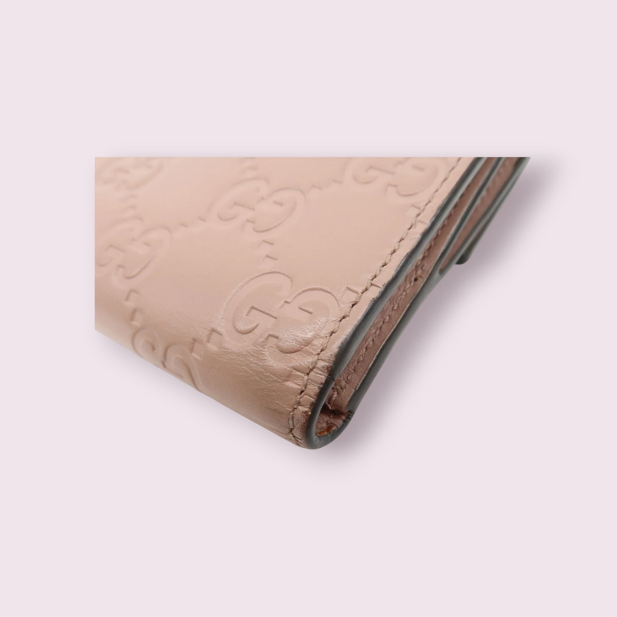 Gucci Guccissima Leather Compact Bow Wallet (Pink)