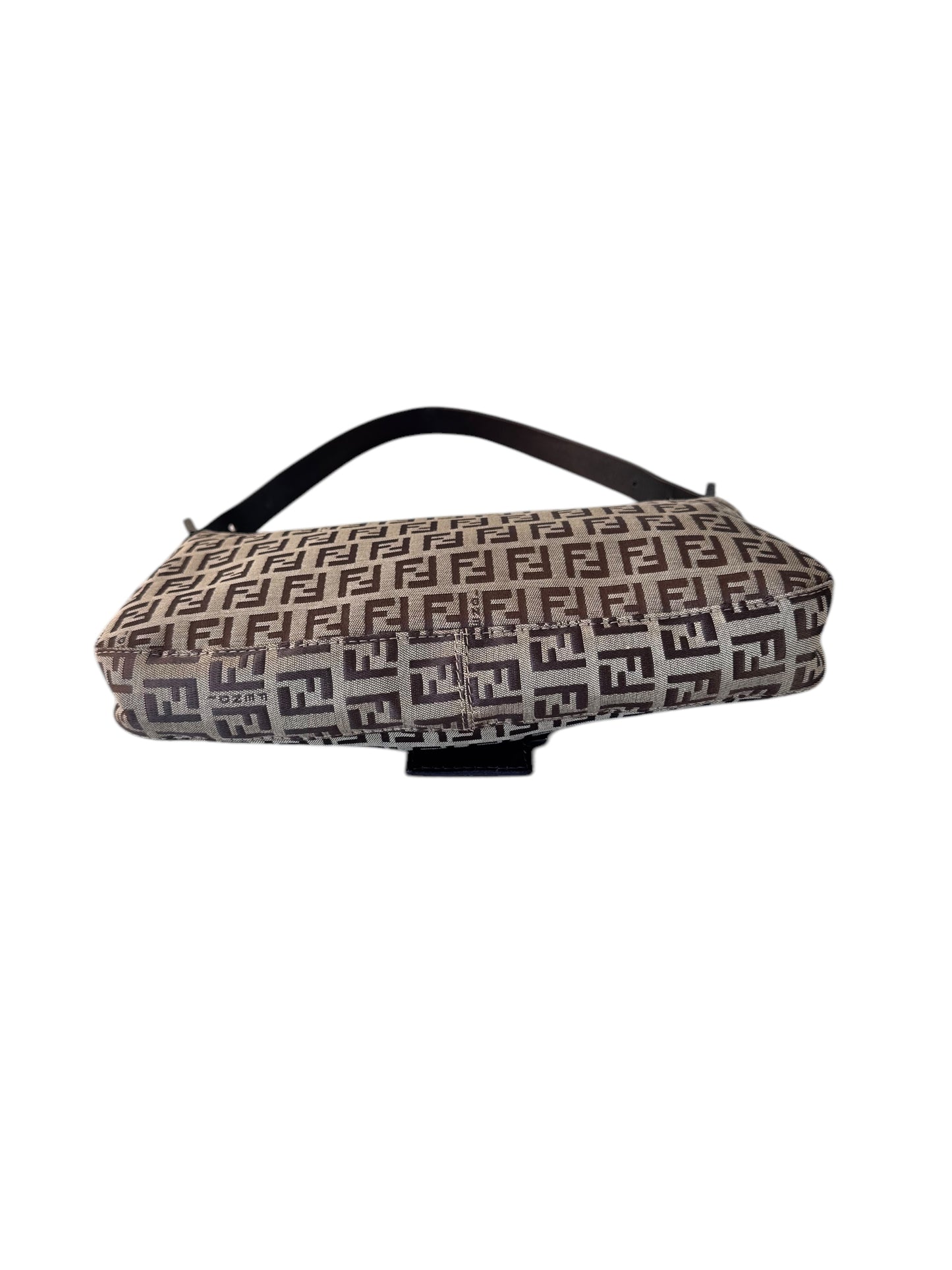 Fendi Zucchino Baguette Shoulder Bag in Brown Canvas