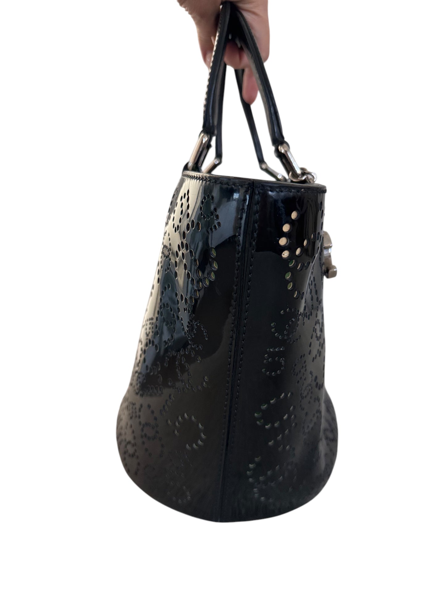Chanel Perforated No 5 Coco Mark Punching Bag Patent Leather 2005-2006