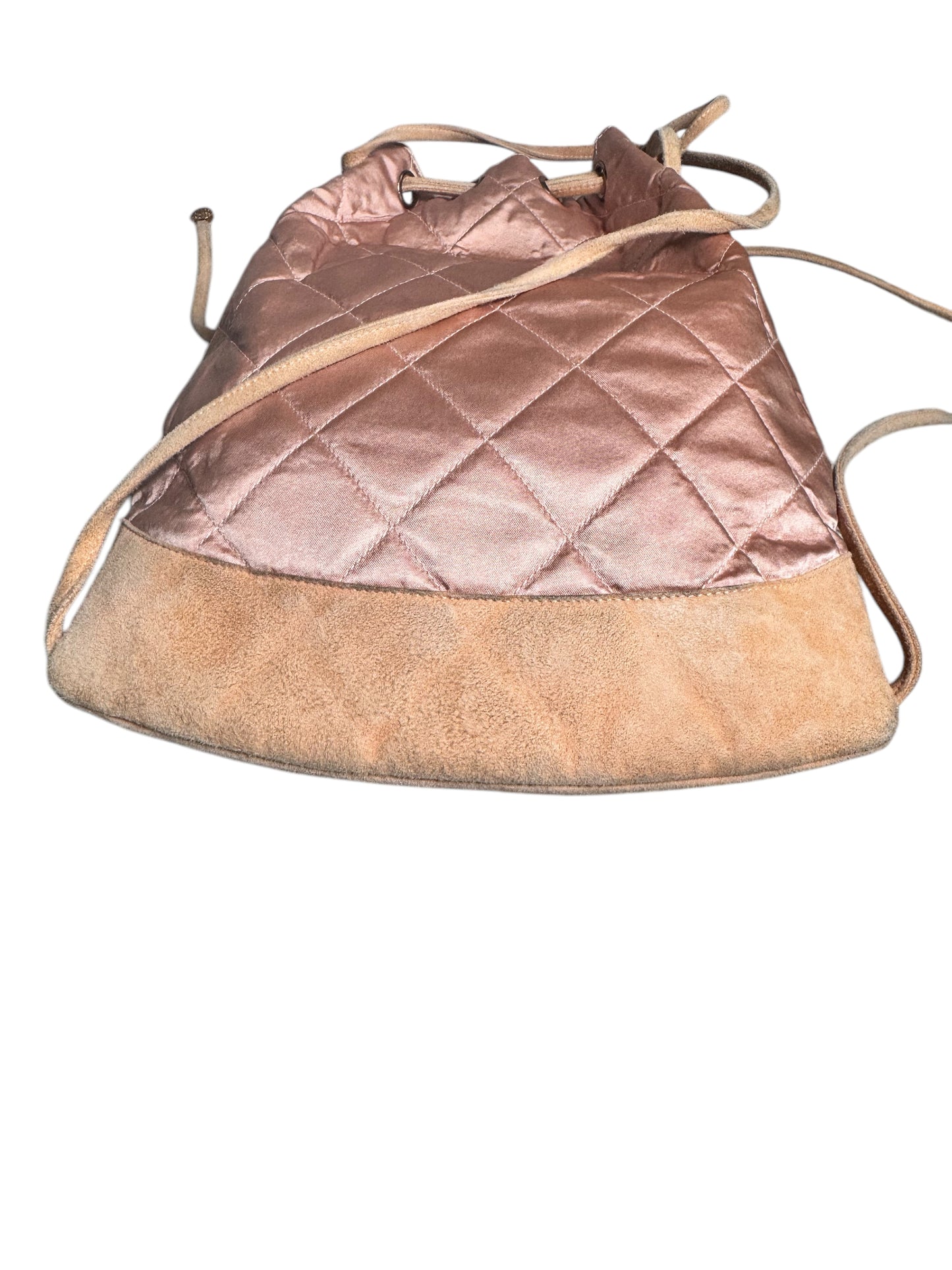 Chanel Satin Suede Quilted Drawstring Backpack