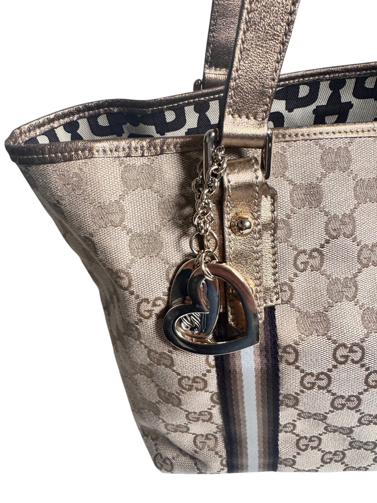 Gucci Canvas Sherry Jolicoeur Tote Metallic Tote