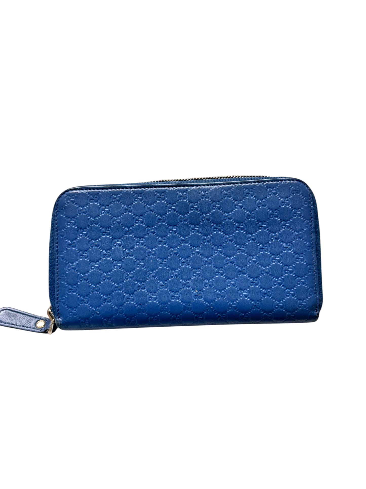 Gucci Micro Guccissima Zip Around Long Wallet - Blue